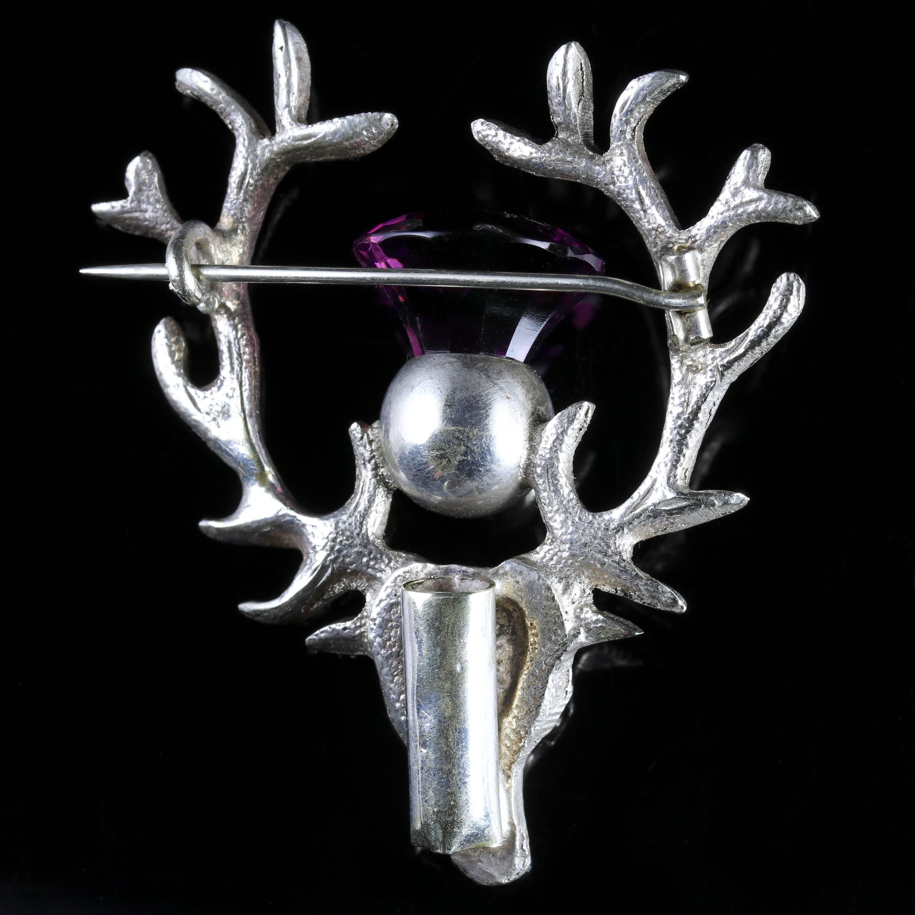 Women's Antique Victorian Silver Scottish Reindeer Head Brooch