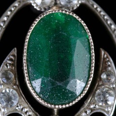 Antique Green White Paste Silver Pendant, circa 1900