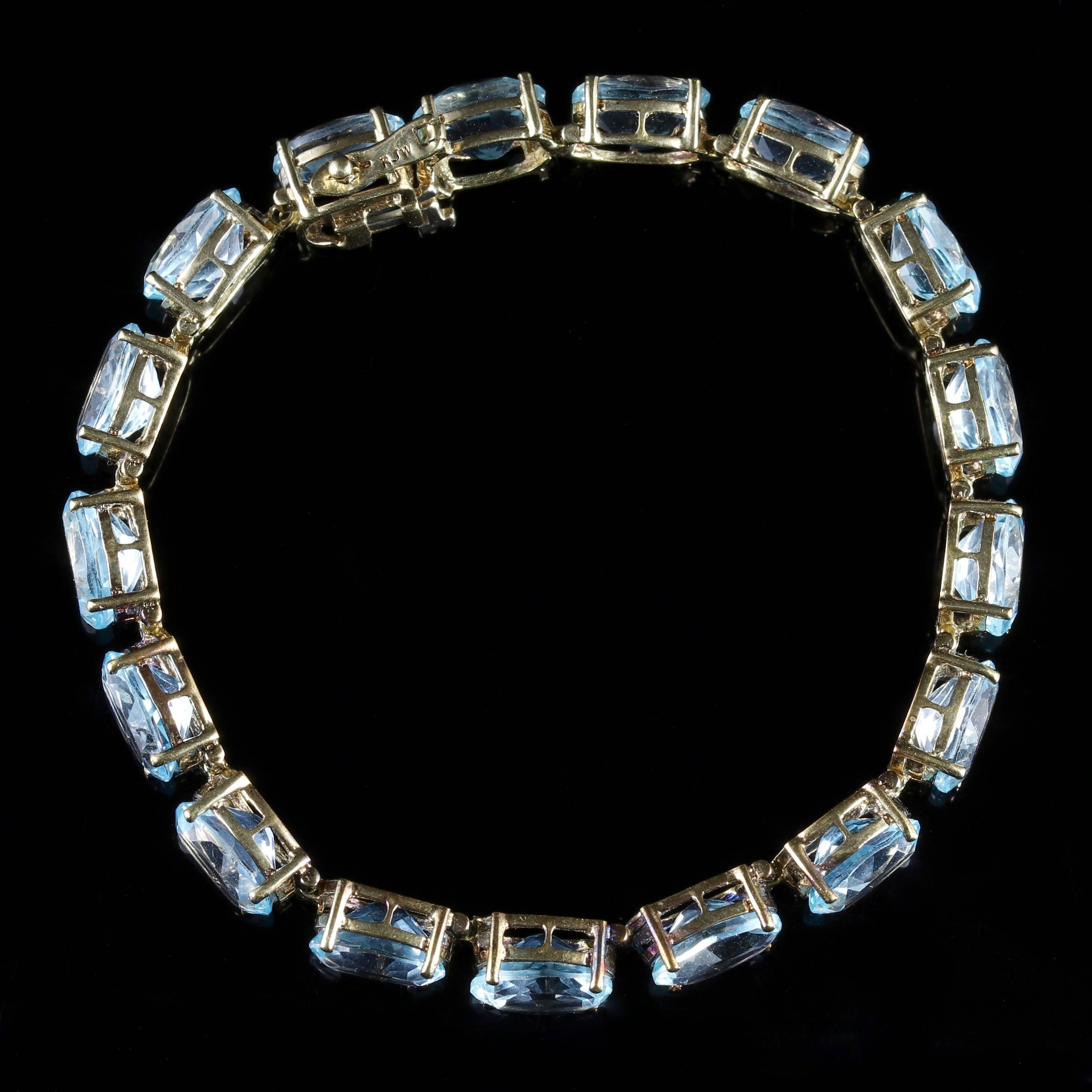 Antique Art Deco Blue Topaz Bracelet Gold circa 1920 Set 5