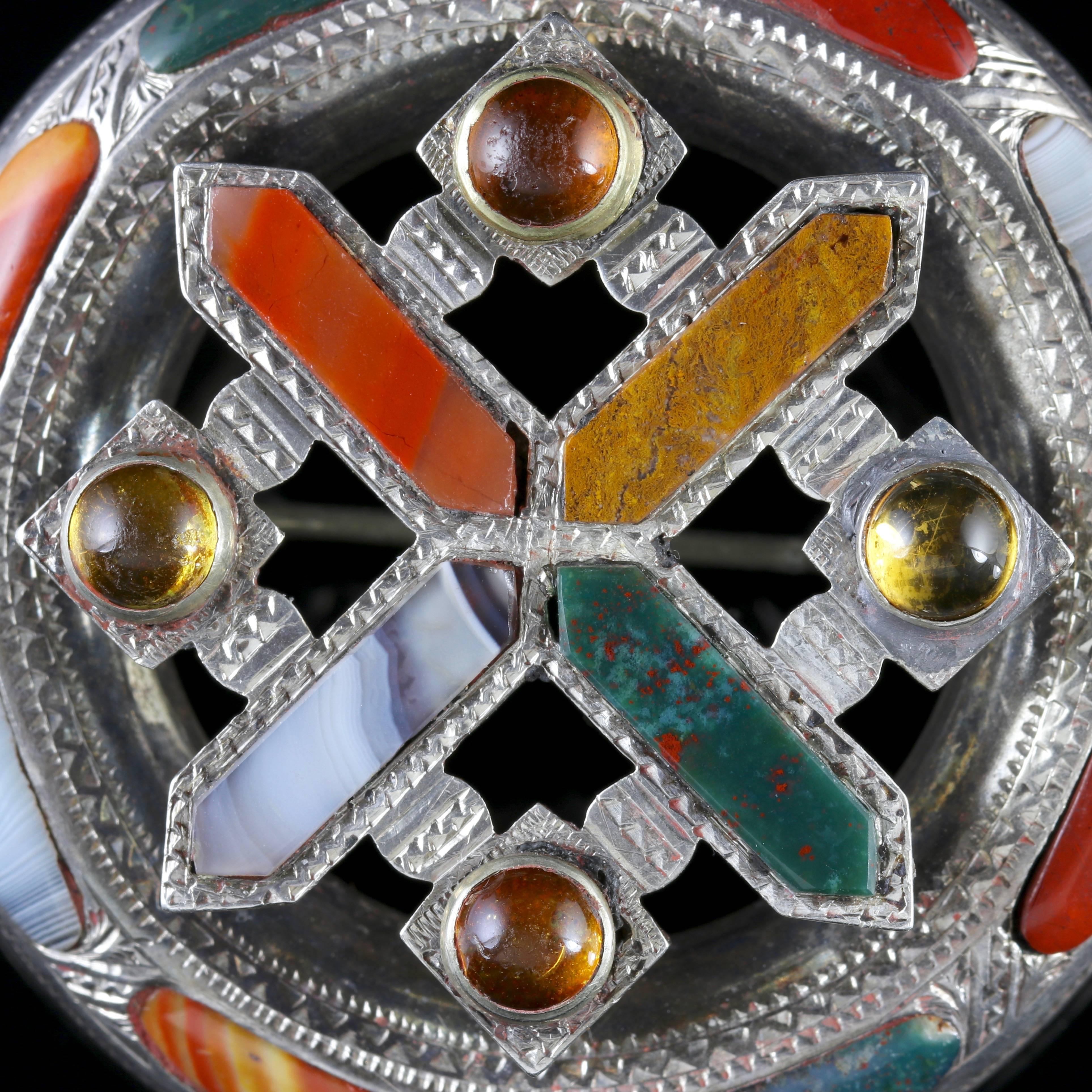 To read more please click continue reading below-

This fabulous Victorian Sterling Silver Scottish Agate brooch is Circa 1860.

Set with a central celtic Agate design in the centre which boasts four stunning Citrine’s.

Citrine’s sparkle and have a