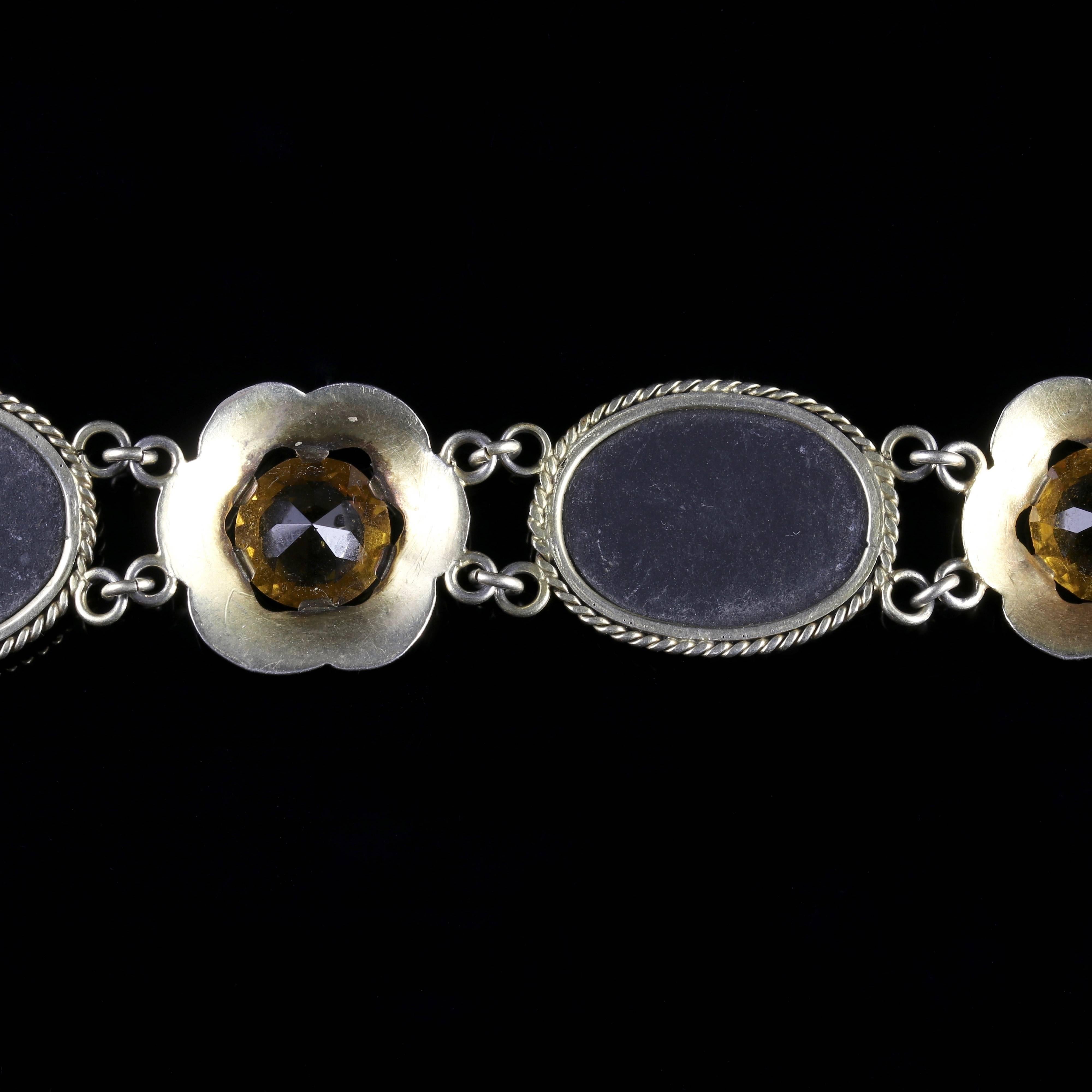 Antique Victorian Scottish Silver Gold Agate Bracelet, circa 1860 4