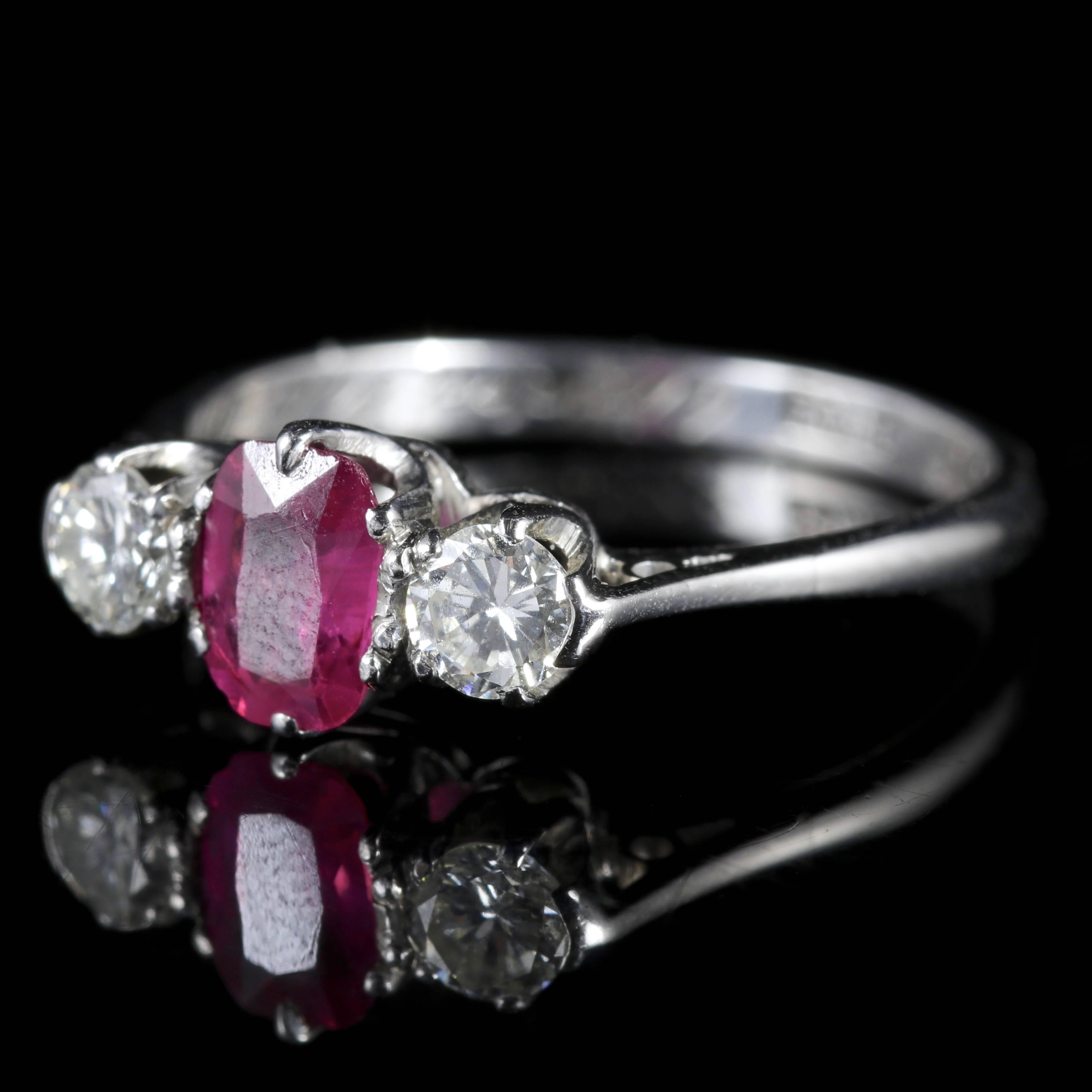 To read more please click continue reading below-

This fabulous Antique Edwardian Ruby and Diamond trilogy ring is set in 18ct White Gold.

Trilogy means past, present and future Or those 3 little words- I love you.

The ring is set with a lovely
