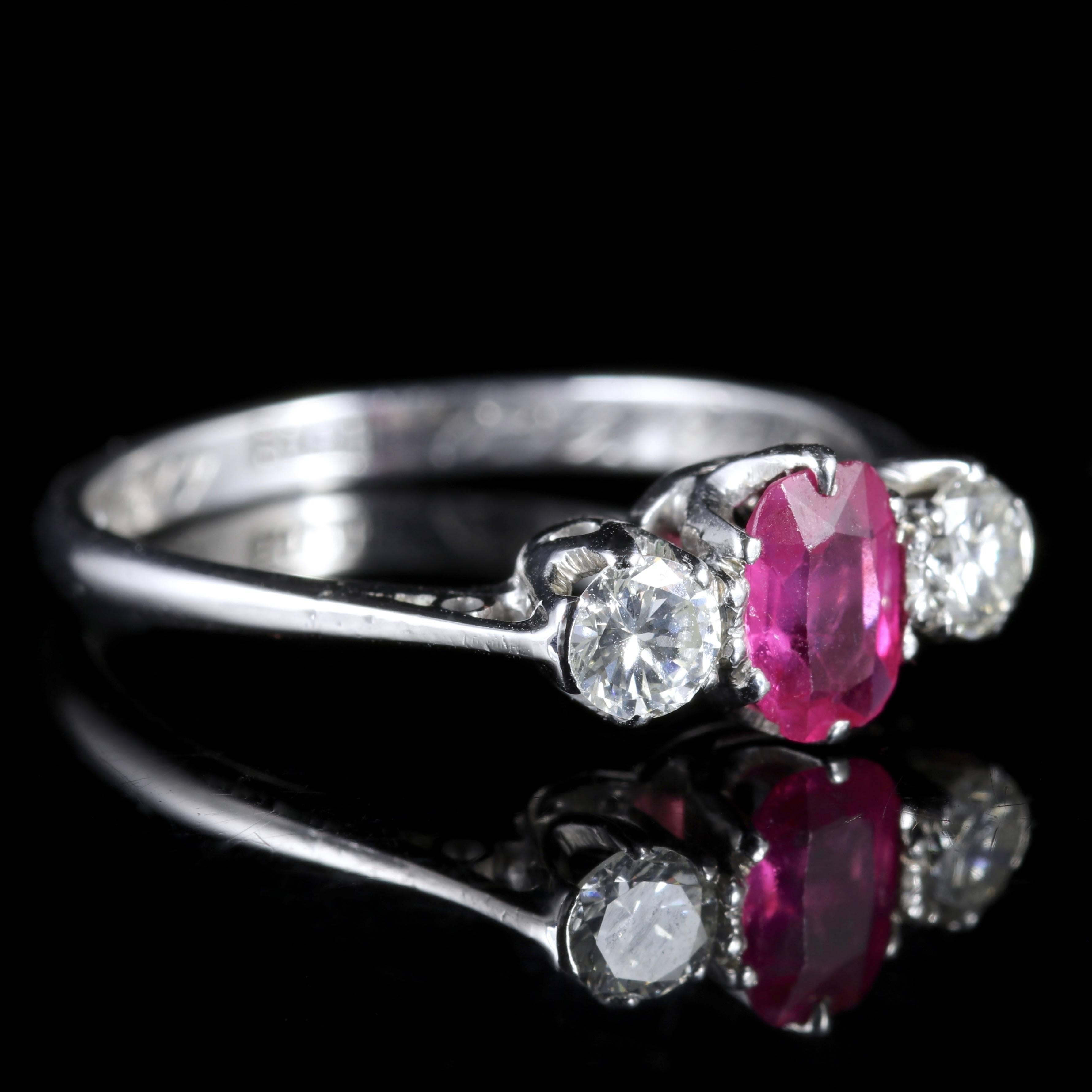 Antique Edwardian Ruby Diamond Trilogy Ring Gordon to Libbie, circa 1910 In Excellent Condition In Lancaster, Lancashire