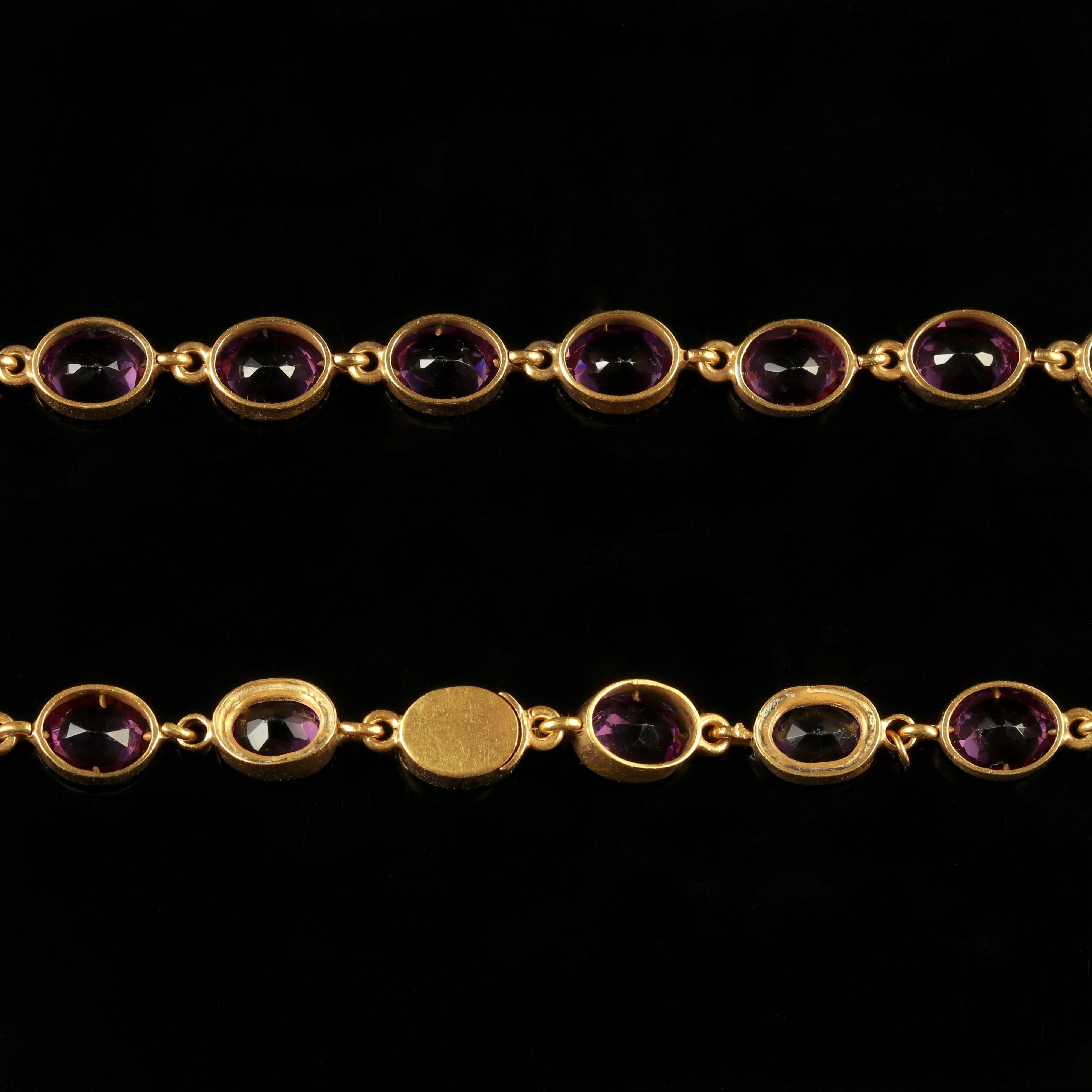 Antique Victorian Amethyst Paste Gold Necklace, circa 1880 In Excellent Condition For Sale In Lancaster, Lancashire