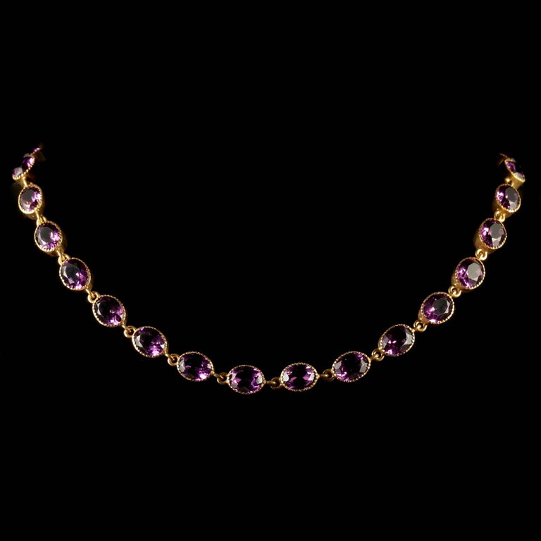 Antique Victorian Amethyst Paste Gold Necklace, circa 1880 For Sale at ...