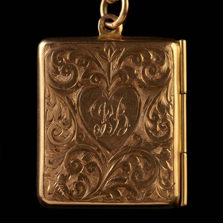 Antique Victorian Rose Gold Stamp Case and Chain Dated Chester, 1909 at