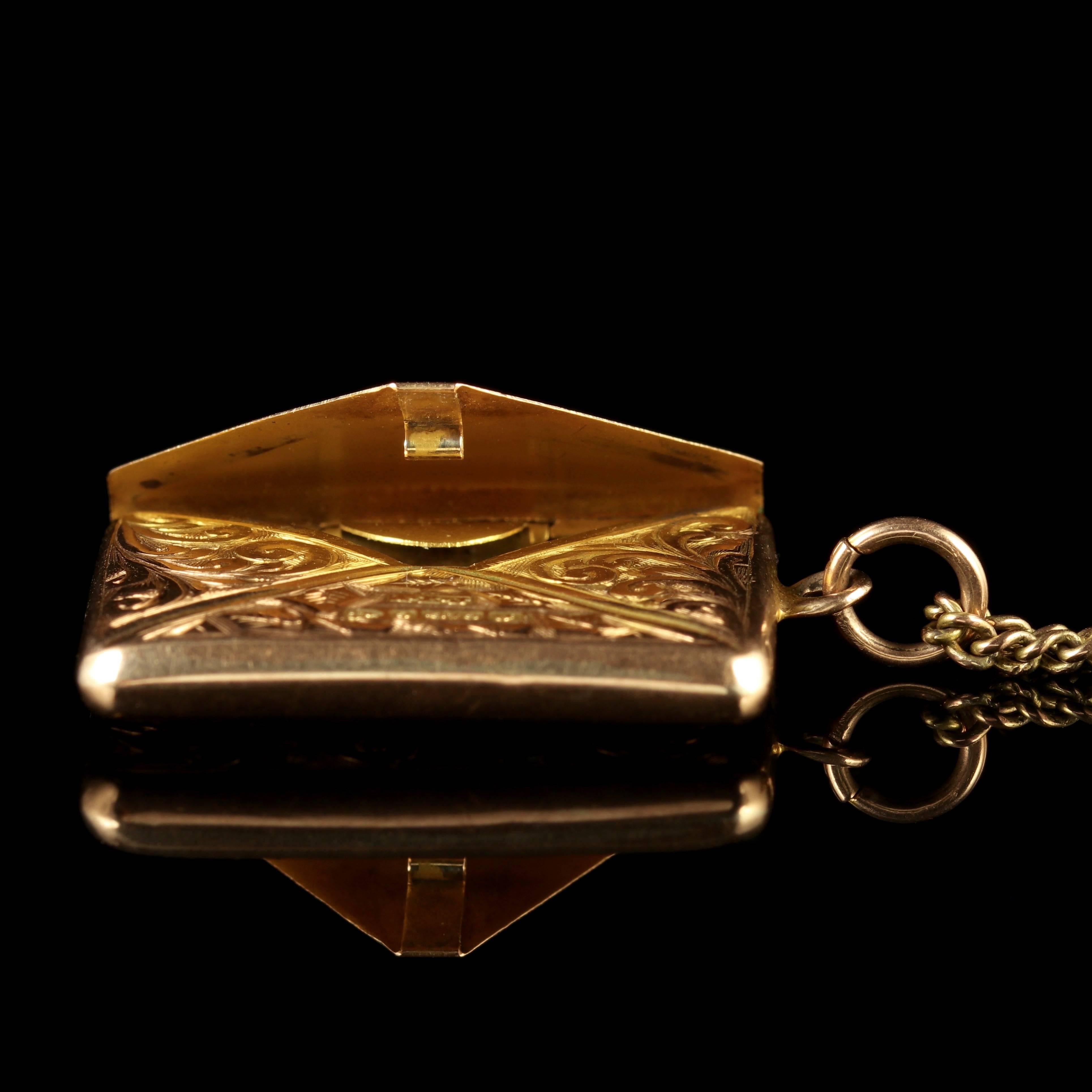 Antique Victorian Rose Gold Stamp Case and Chain Dated Chester, 1909 2