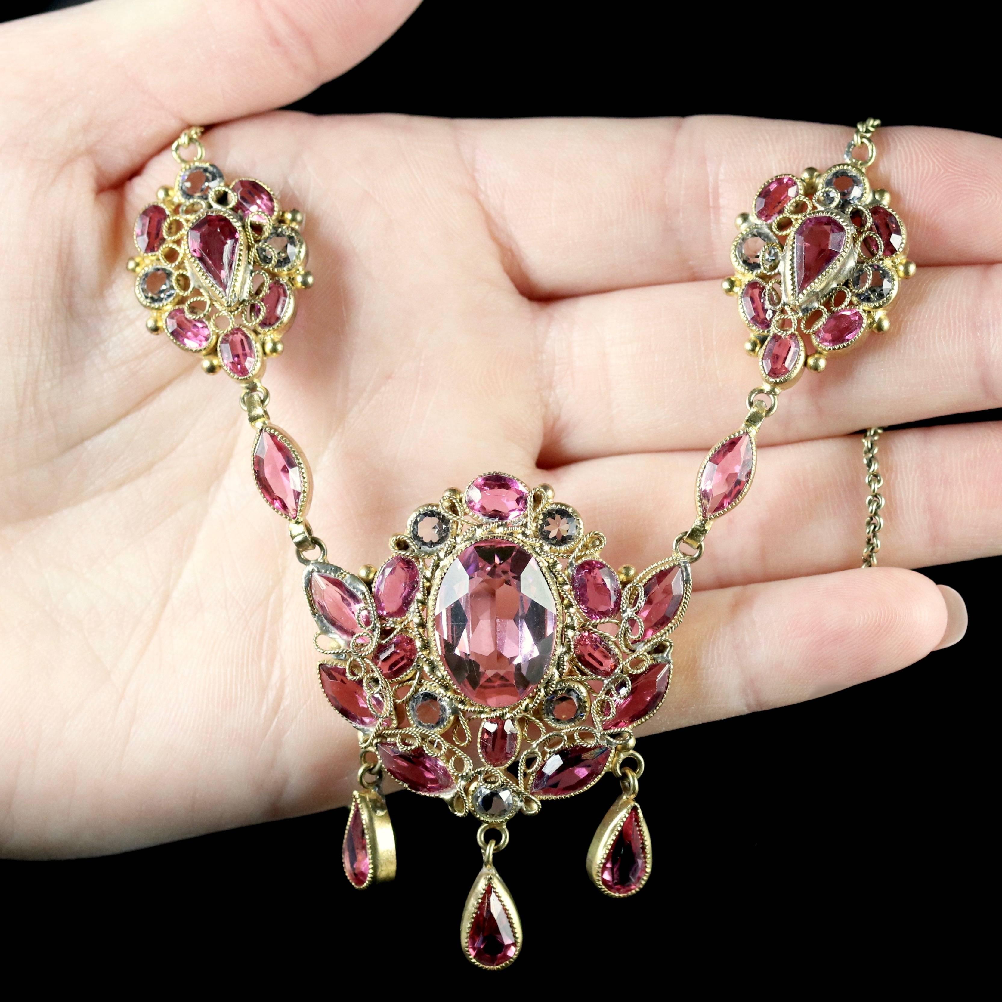 Antique Victorian Pink Paste Necklace, circa 1870 6