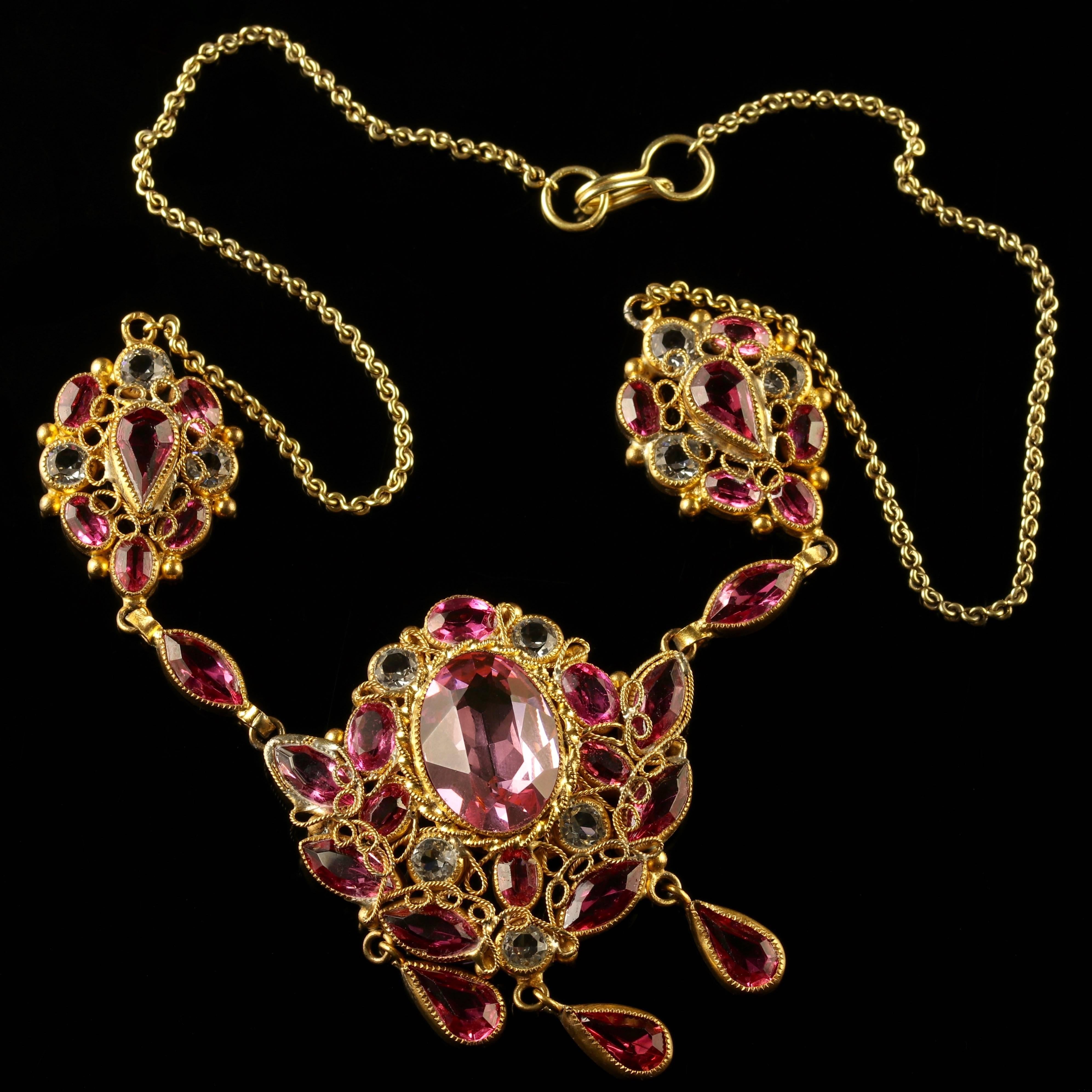 Antique Victorian Pink Paste Necklace, circa 1870 5