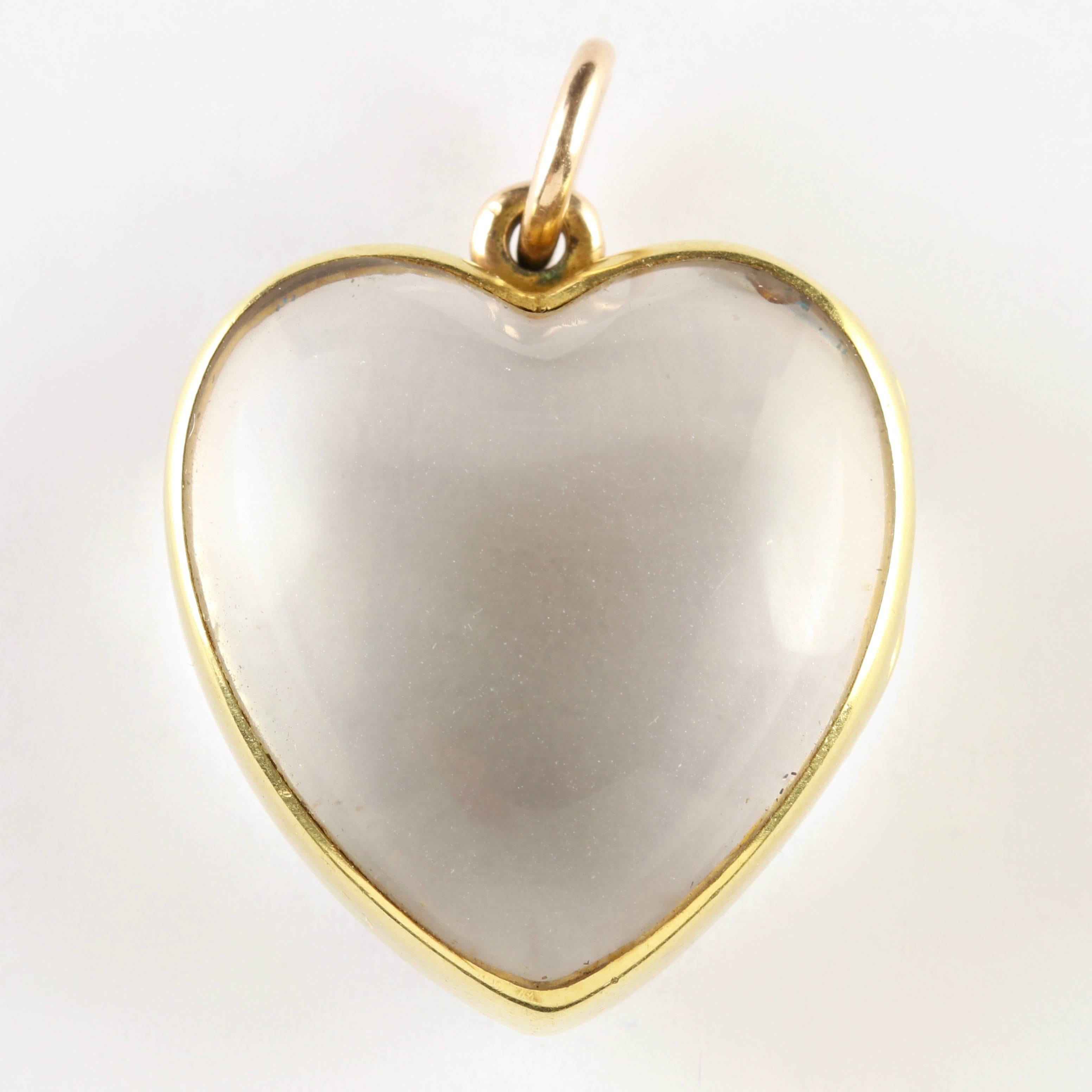 Women's Antique Victorian Boxed Heart Locket Rock Crystal 15 Carat Gold