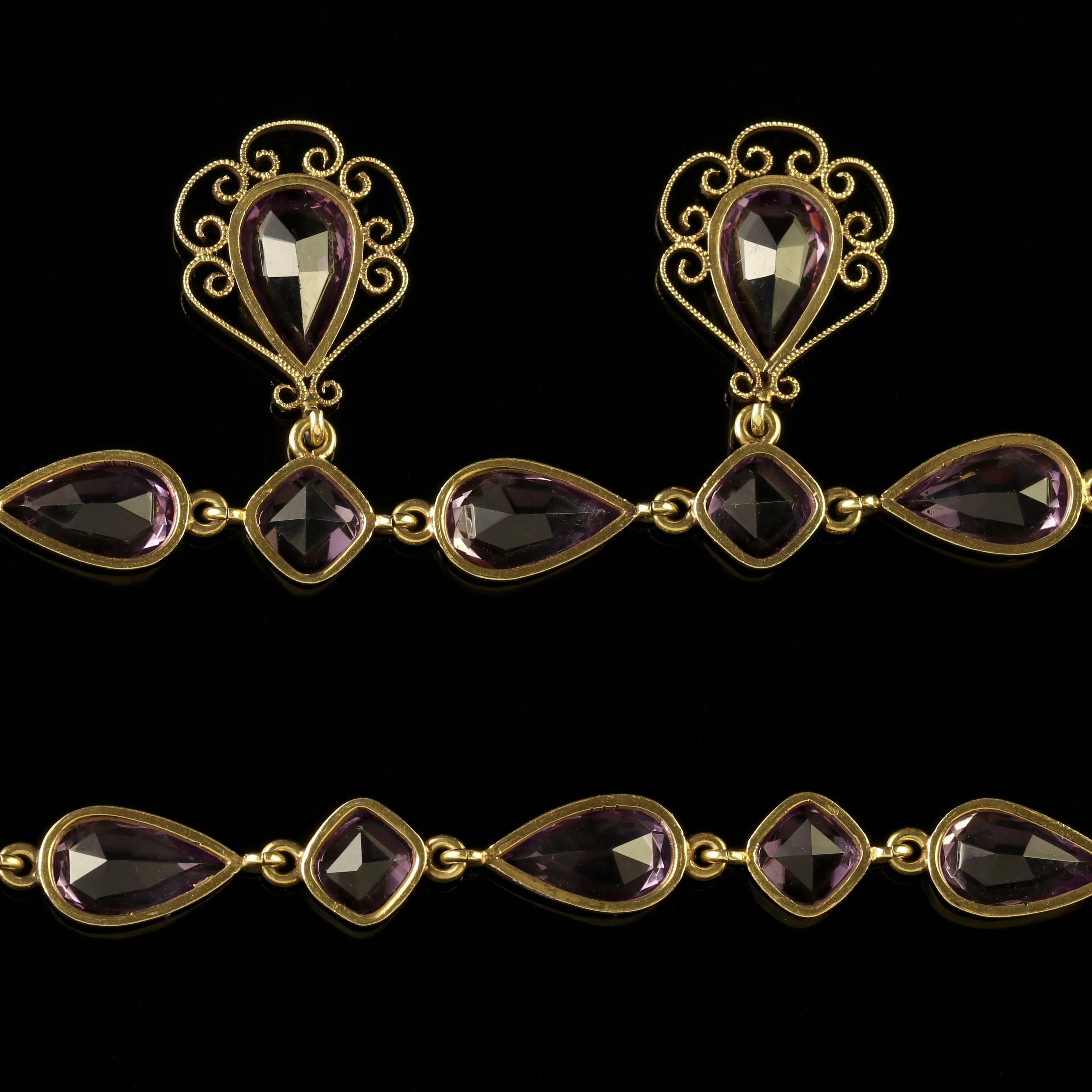 Antique Victorian Amethyst Gold Garland Necklace, circa 1900 In Excellent Condition For Sale In Lancaster, Lancashire