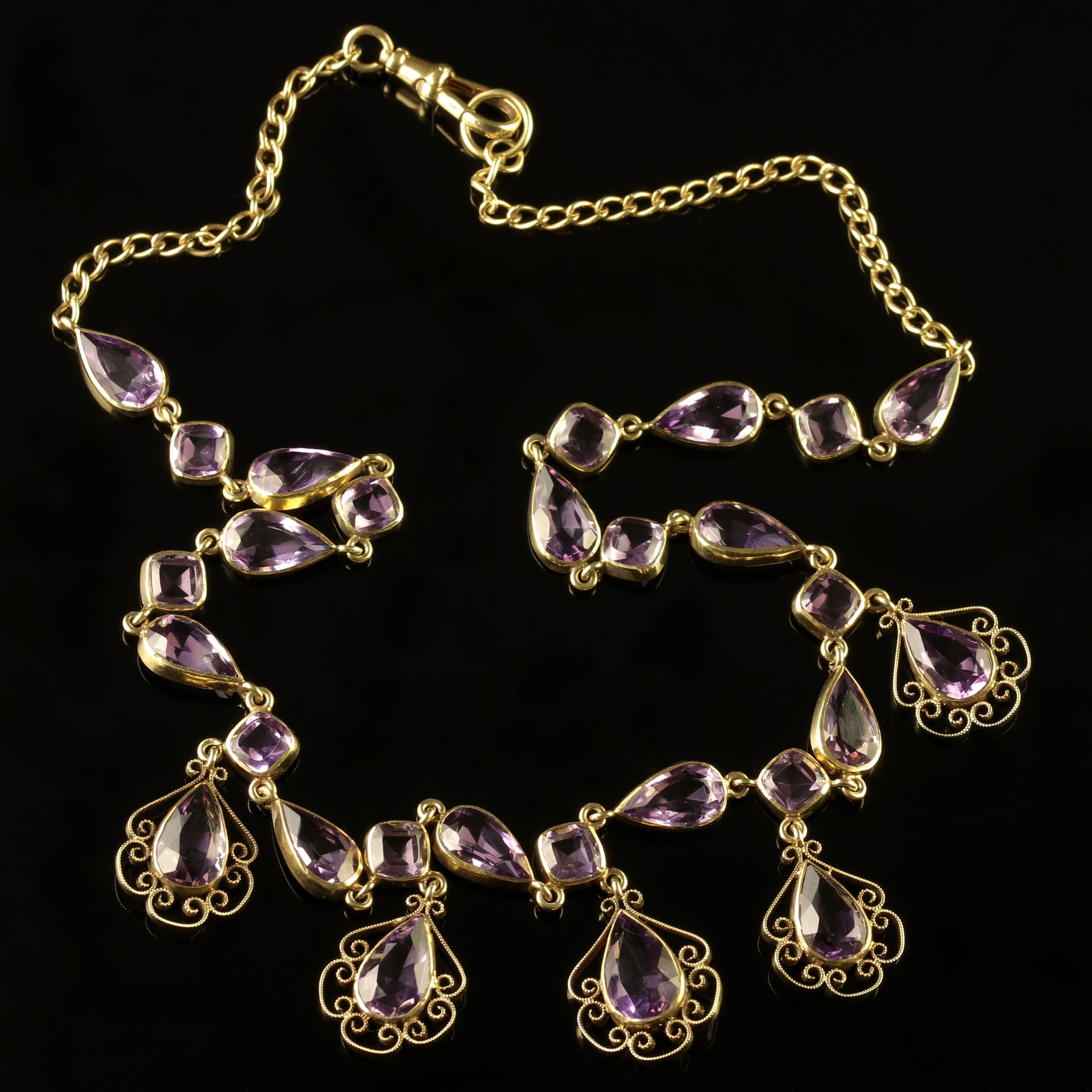 Antique Victorian Amethyst Gold Garland Necklace, circa 1900 For Sale 1