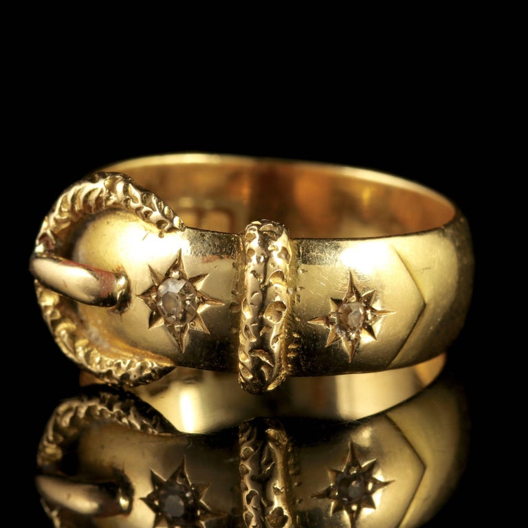 Edwardian Diamond Buckle Ring 18 Carat Gold Dated London