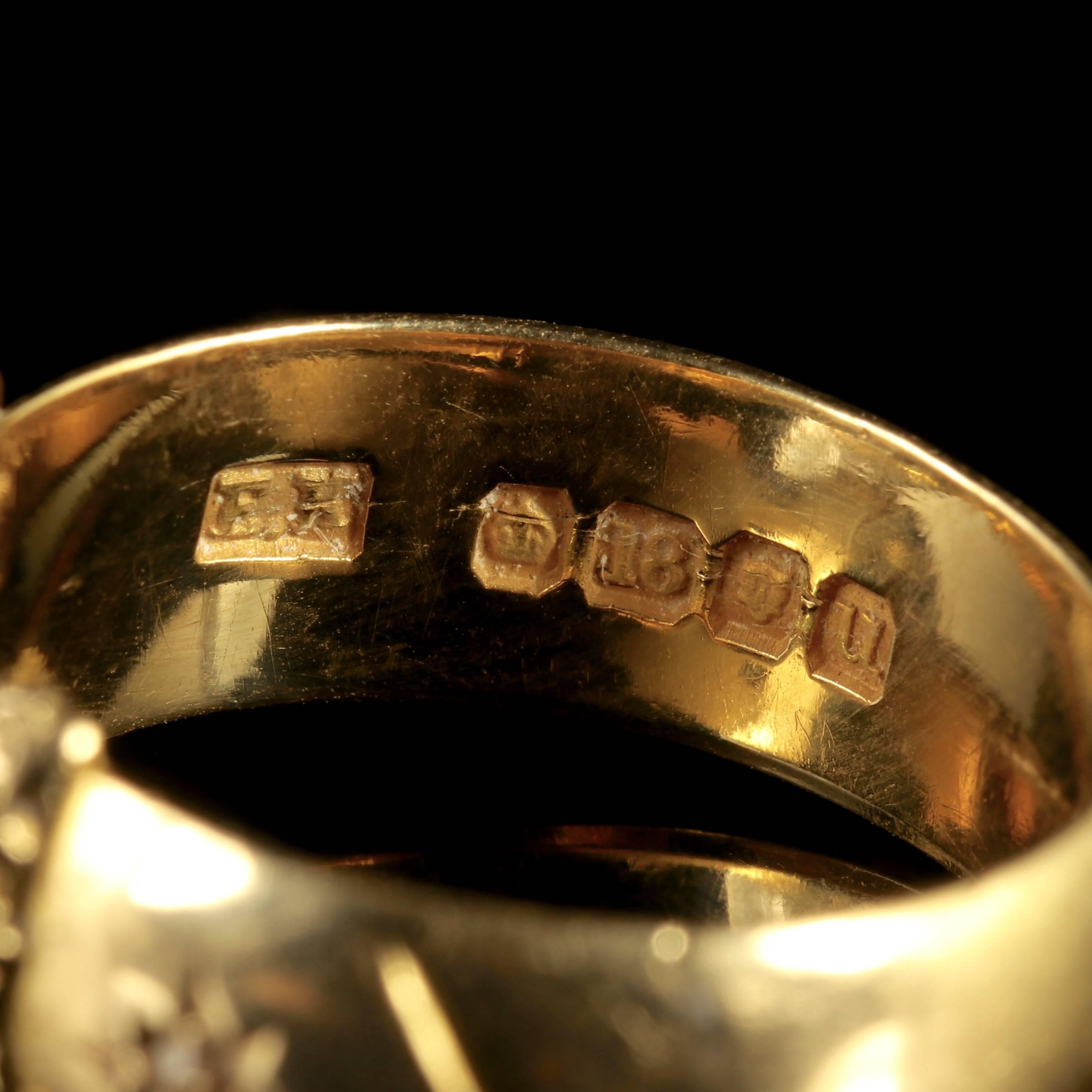 Edwardian Diamond Buckle Ring 18 Carat Gold Dated London 1915 Wedding Ring For Sale 1
