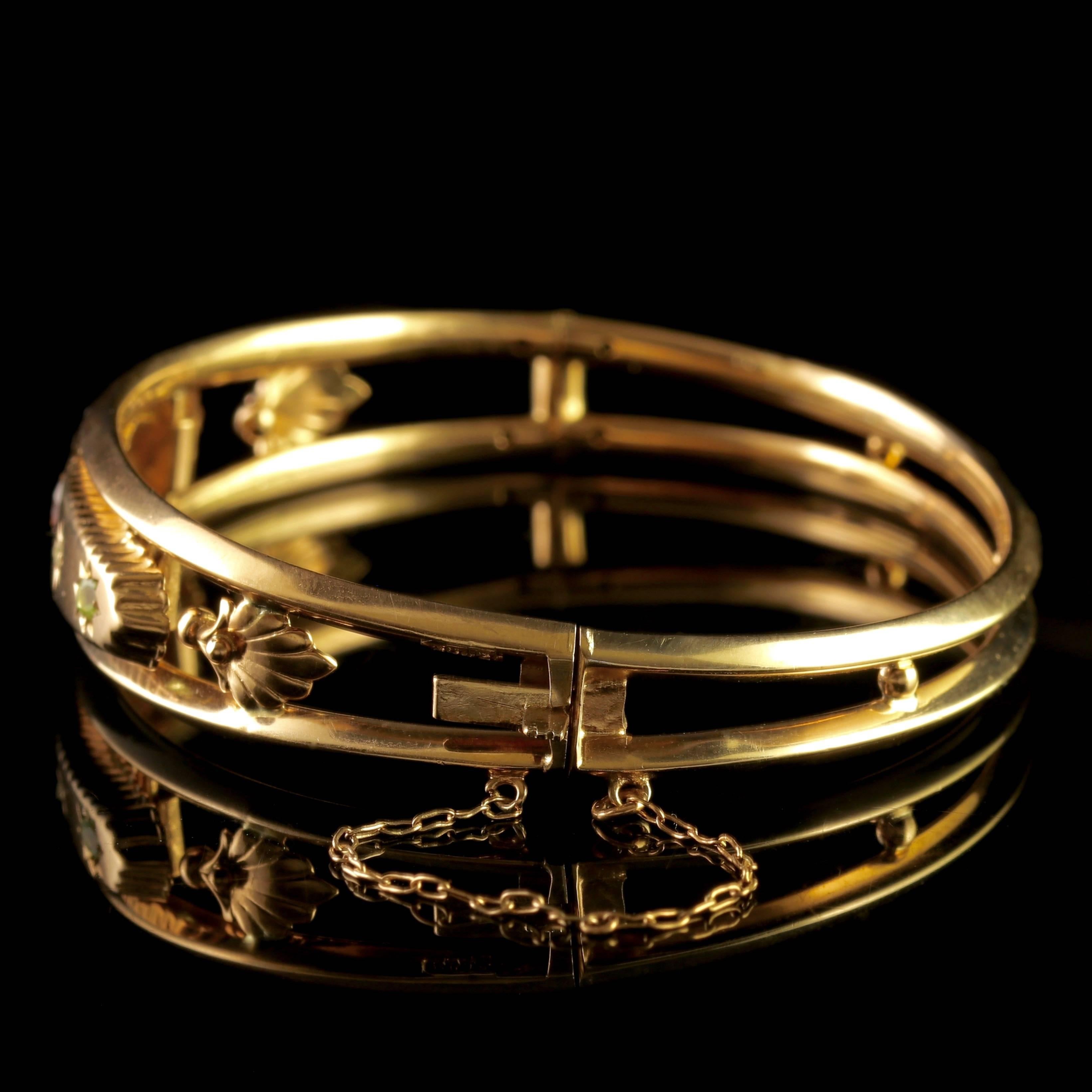 Antique Victorian Suffragette Gold Bangle Dated Chester, 1904 In Excellent Condition For Sale In Lancaster, Lancashire