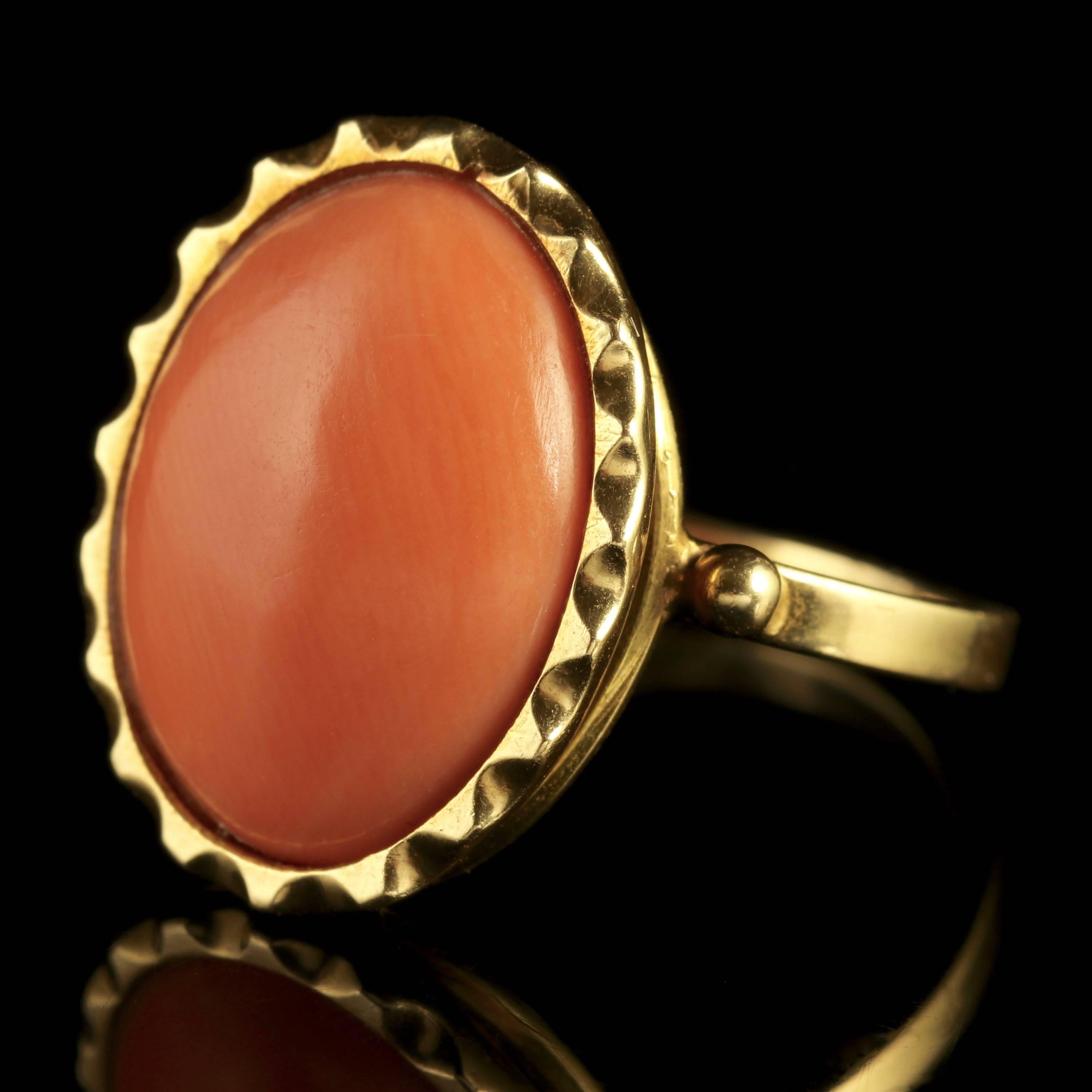 To read more please click continue reading below-

This fabulous Antique Victorian 15ct Yellow Gold ring is Circa 1900.

The ring boasts a lovely rich orange Coral gem which is over 8ct in size.

From the depths of the sea, comes the beautiful Coral