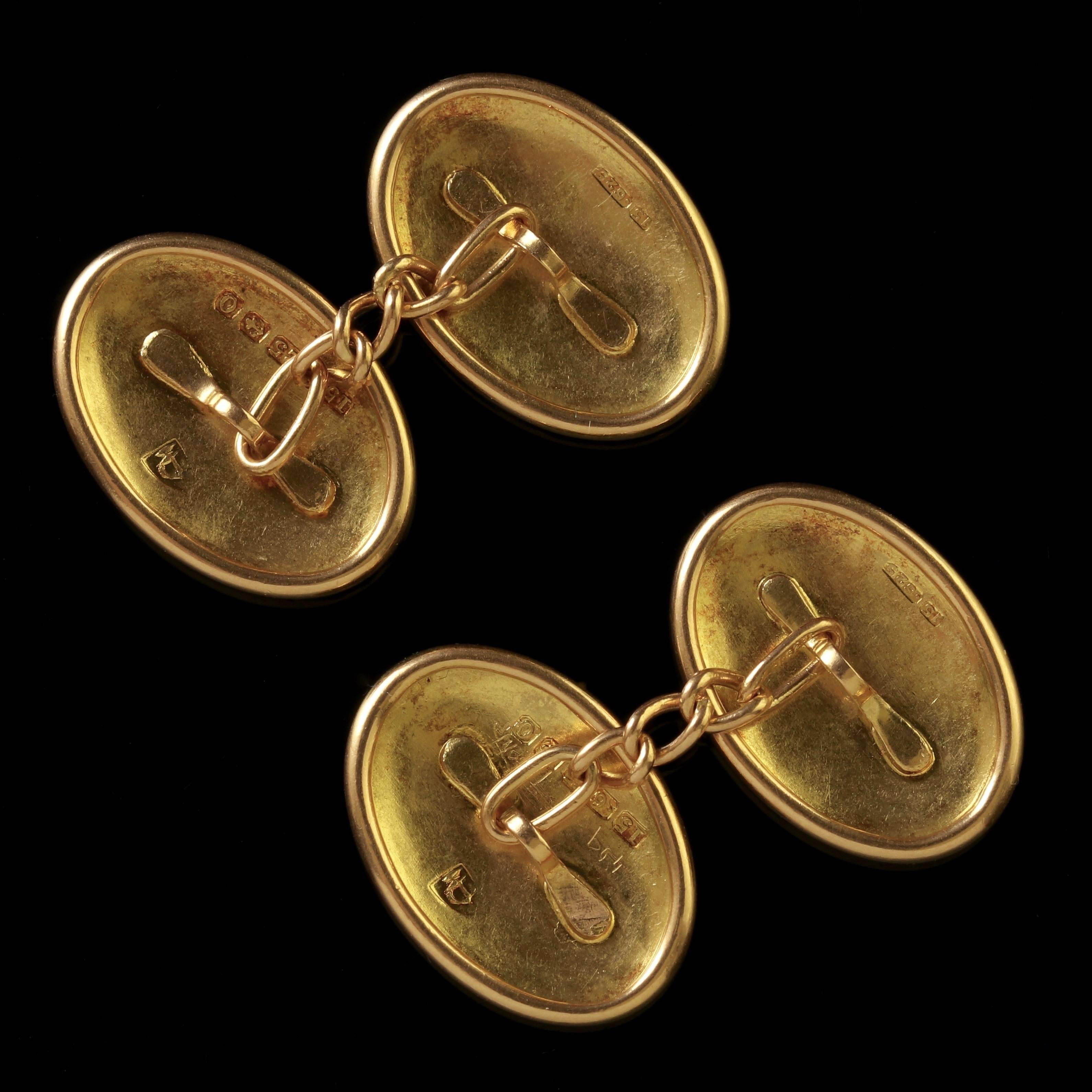 Women's or Men's Antique Victorian Gold Cufflinks 15 Carat Double Cuffs, Birmingham, 1913