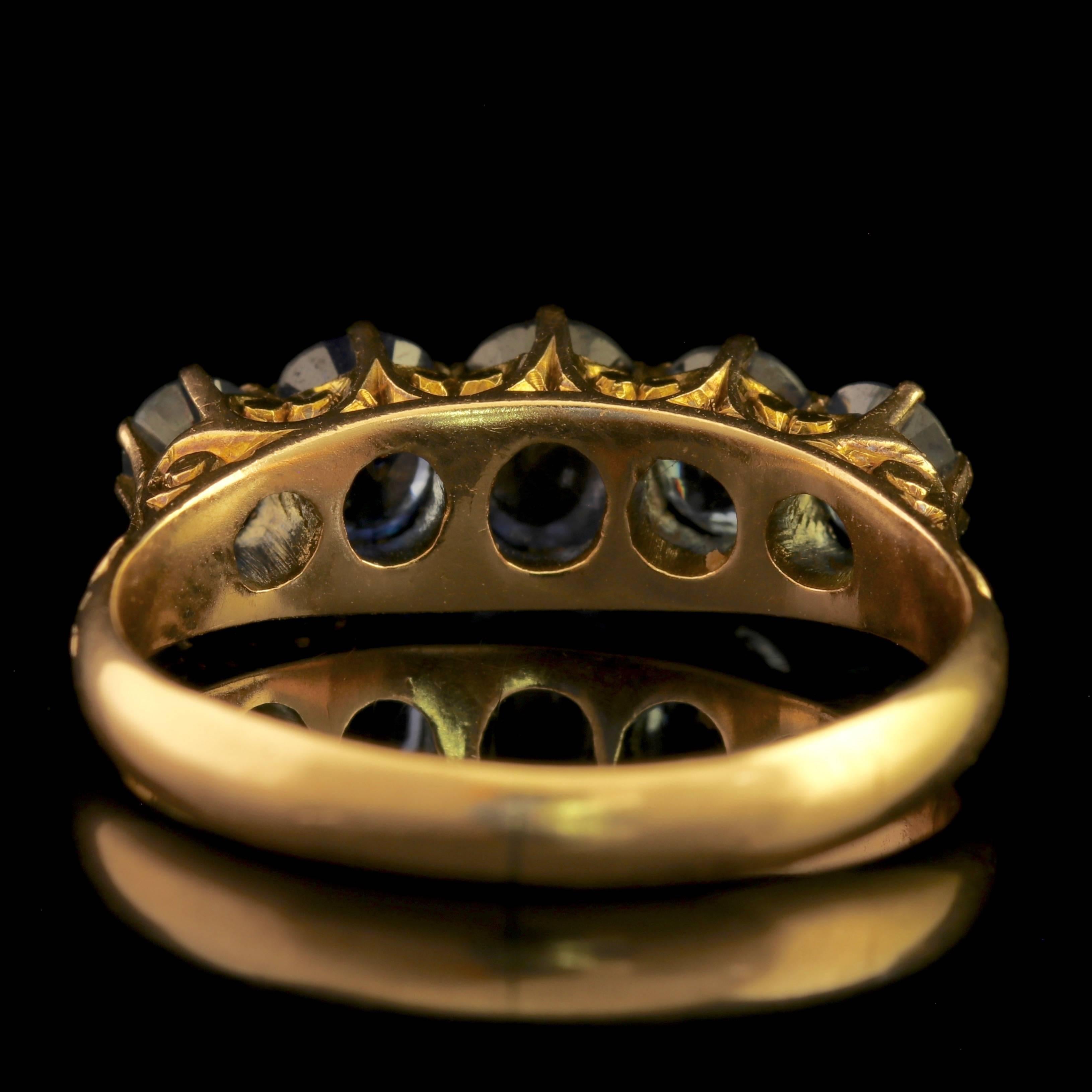 Women's Antique Victorian Sapphire Five-Stone Ring 18 Carat Gold