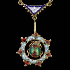 Antique Victorian Micro Mosaic Necklace Beetle Mosiac, circa 1860