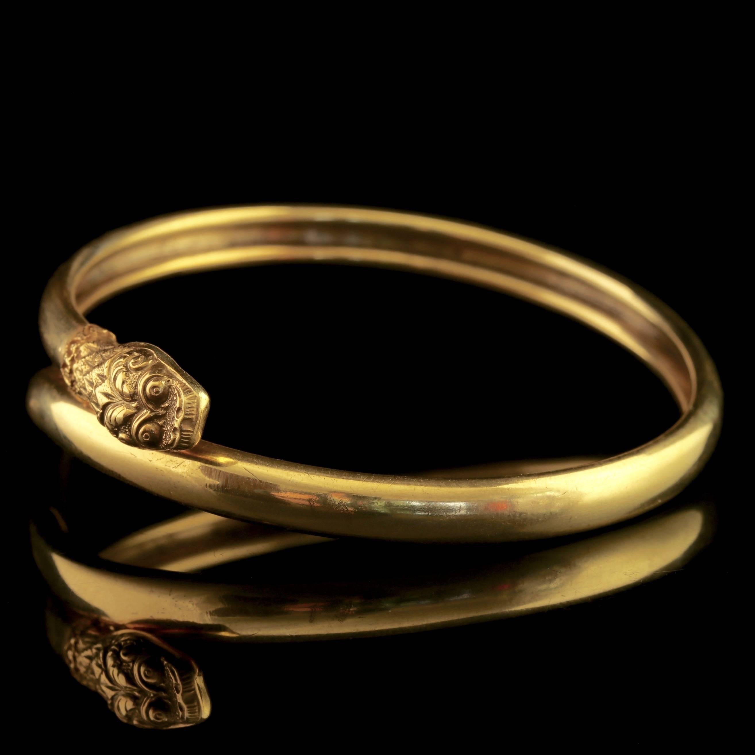 Antique Victorian Gilded Gold Silver Snake Bangle, circa 1880 In Excellent Condition In Lancaster, Lancashire