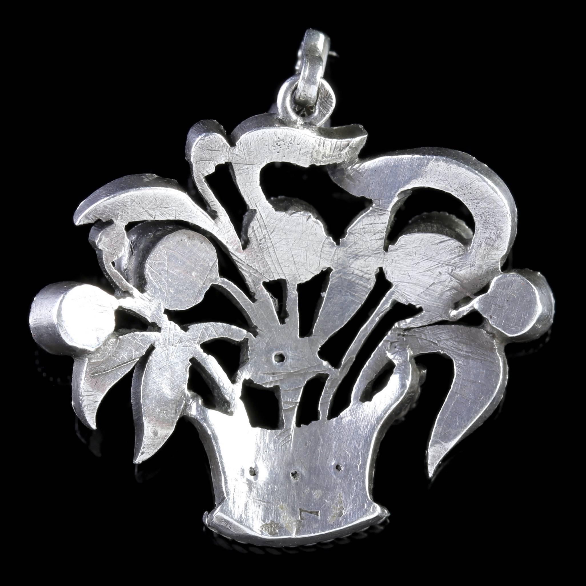 Antique Victorian French Silver Suffragette Basket Pendant, circa 1900 In Excellent Condition For Sale In Lancaster, Lancashire