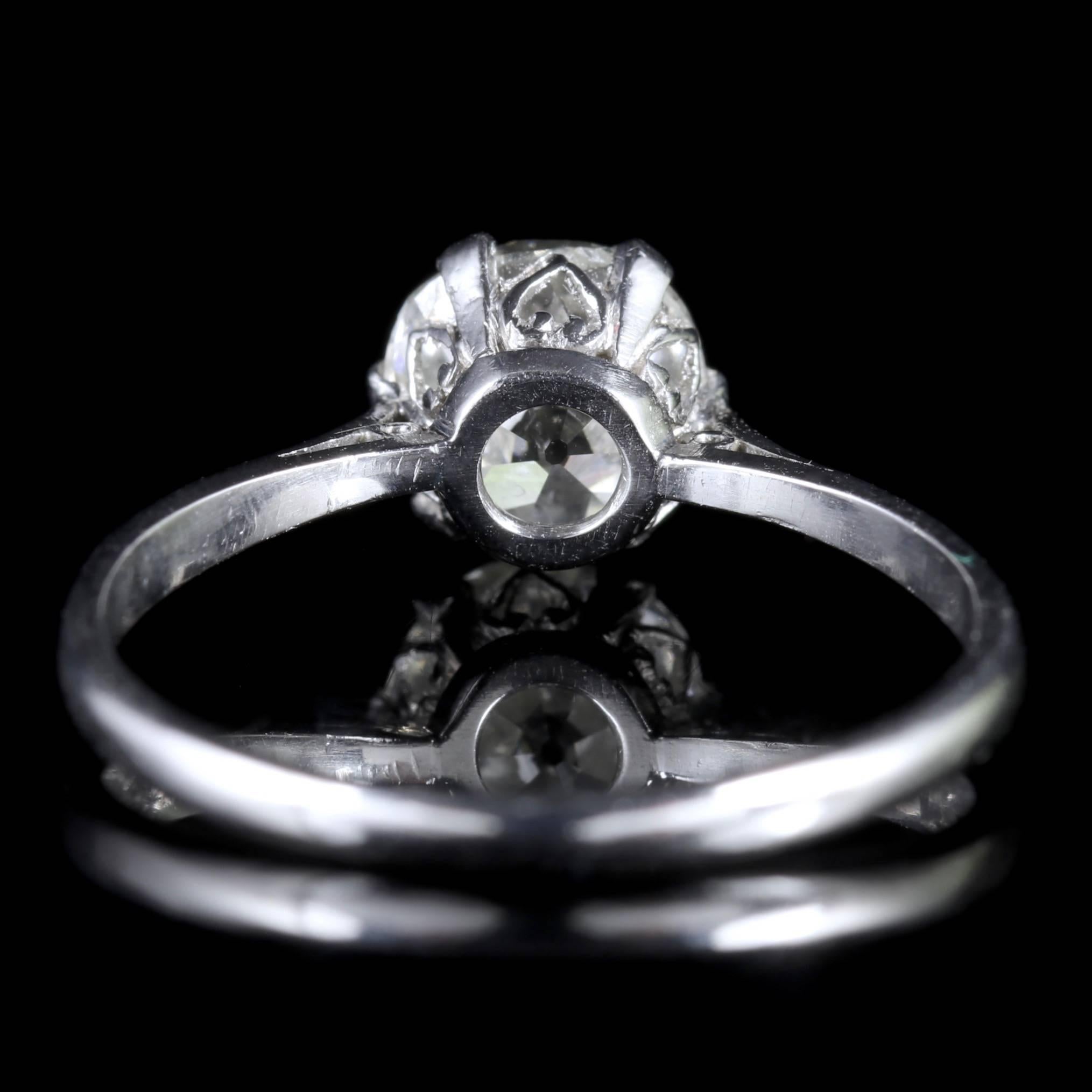 Antique Edwardian 1.45 Carat Diamond Solitaire Engagement Ring, circa 1910 In Excellent Condition In Lancaster, Lancashire