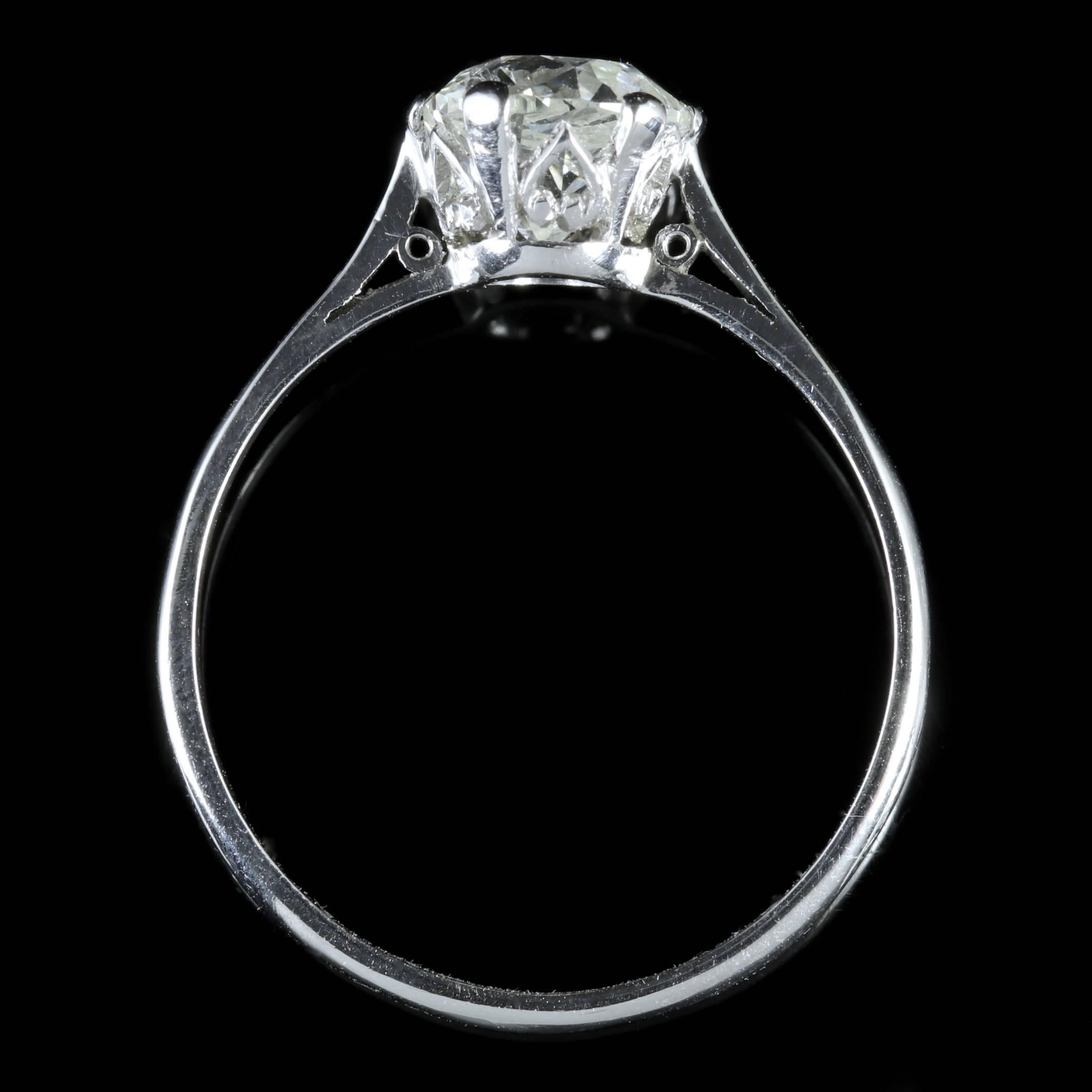Antique Edwardian 1.45 Carat Diamond Solitaire Engagement Ring, circa 1910 1