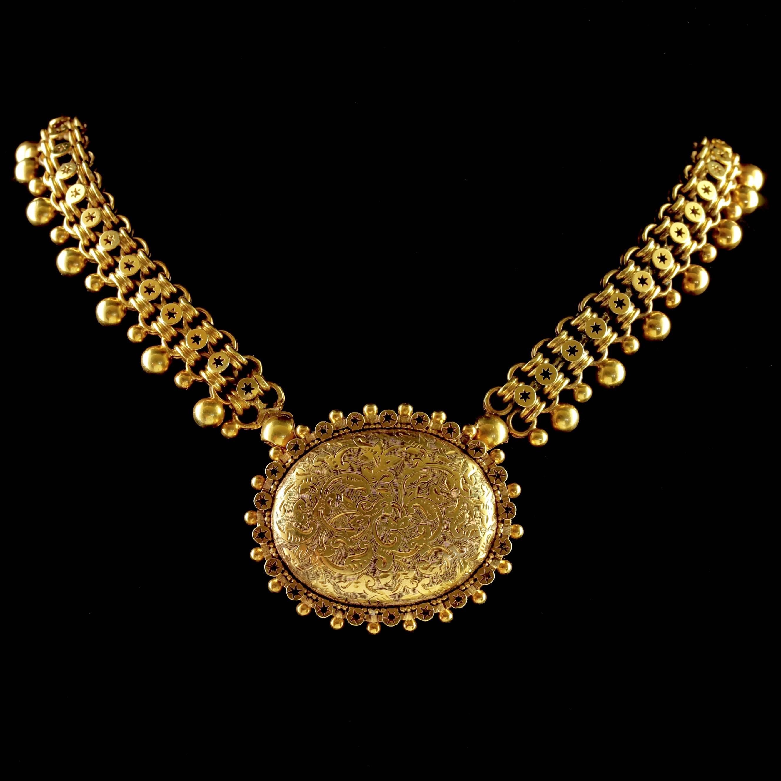 Women's Antique Victorian 18 Carat Gold Silver Collar and Locket, circa 1880