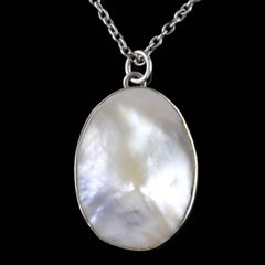 Antique Victorian Silver Blister Pearl Pendant Necklace, circa 1900