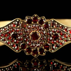 Antique Victorian Bohemian Garnet Bangle Garnet Gold, circa 1900