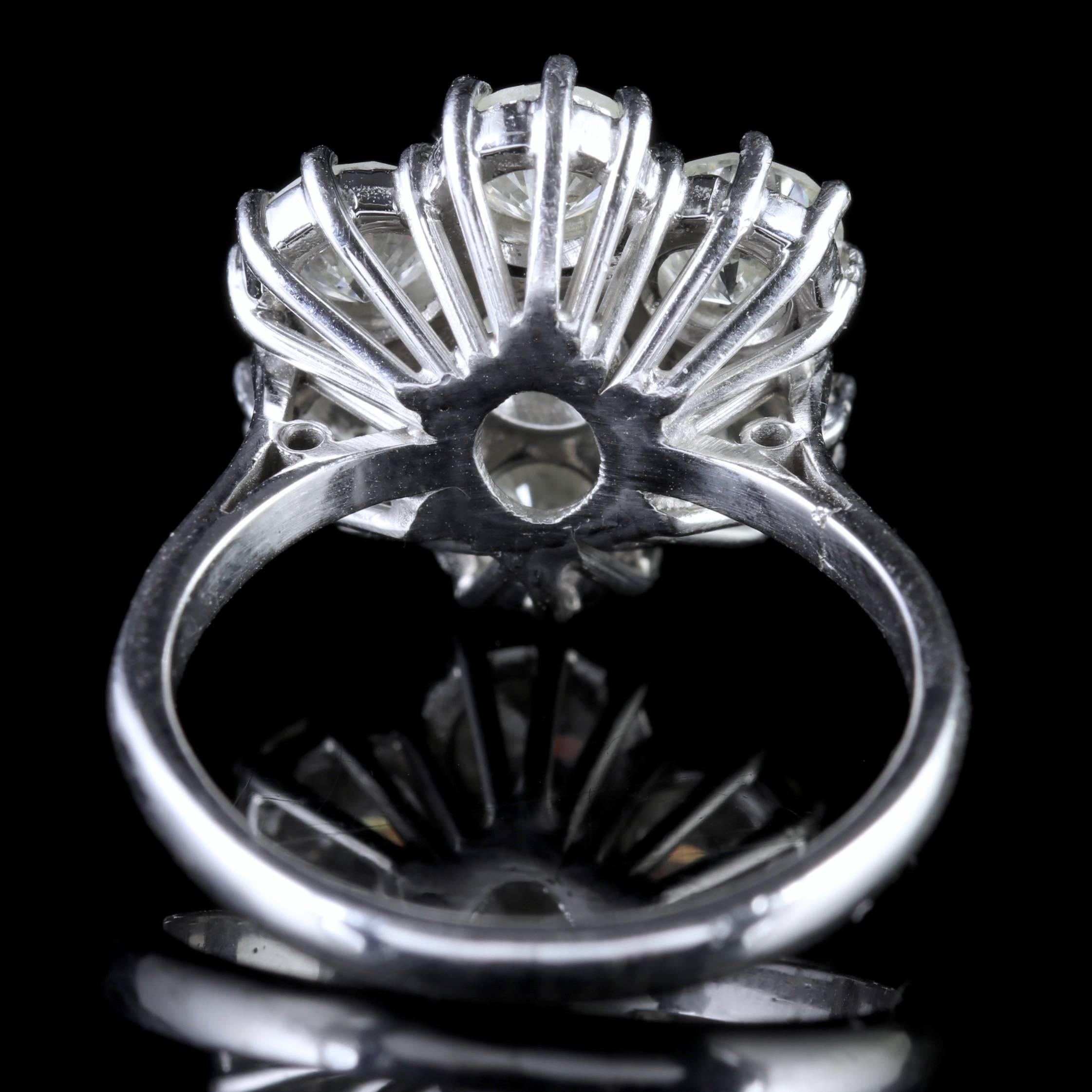 Edwardian  Diamond Cluster Engagement Ring 4 Carat of Diamonds Vs1
