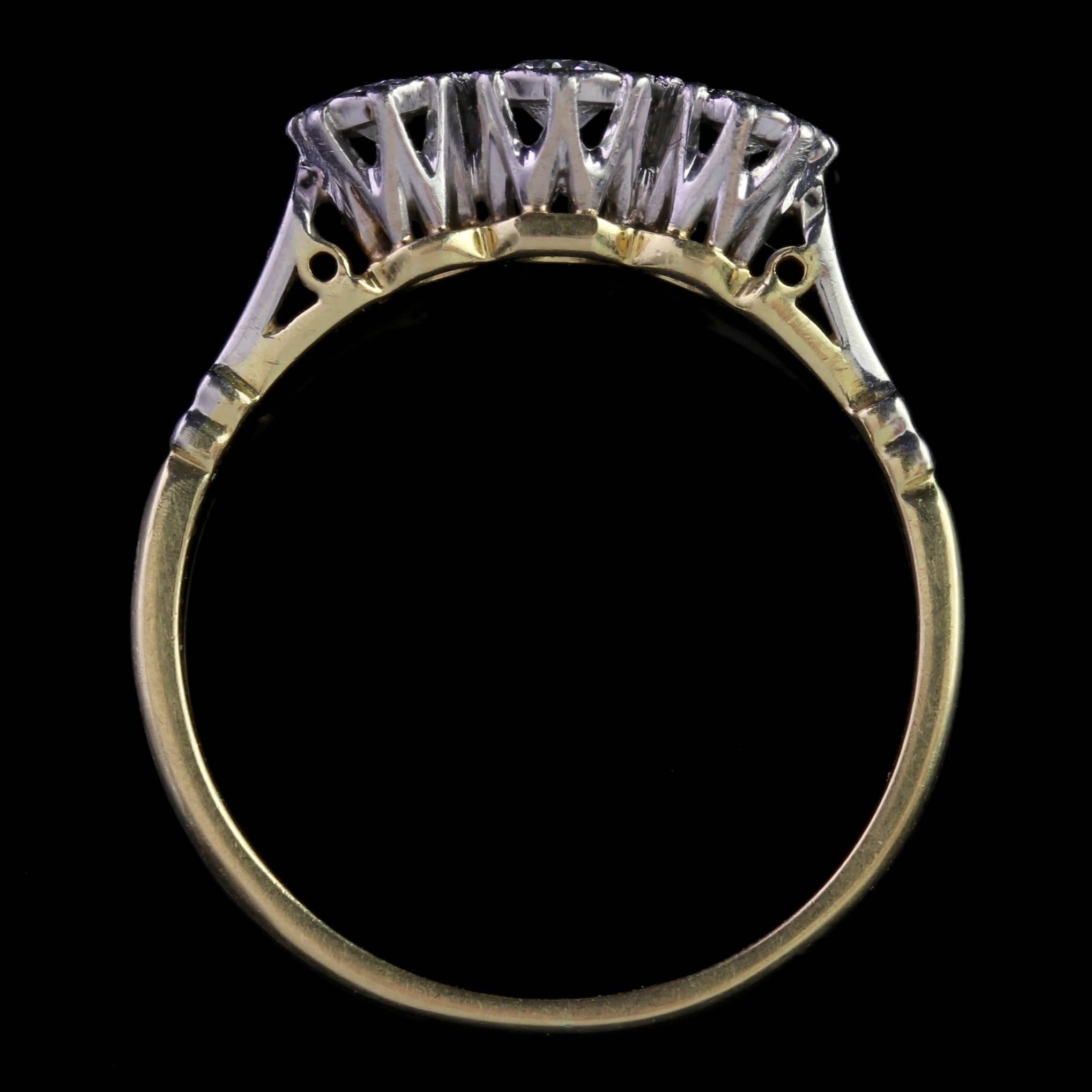 Antique Edwardian Diamond Trilogy Ring 18 Carat Gold Platinum, circa 1910 2