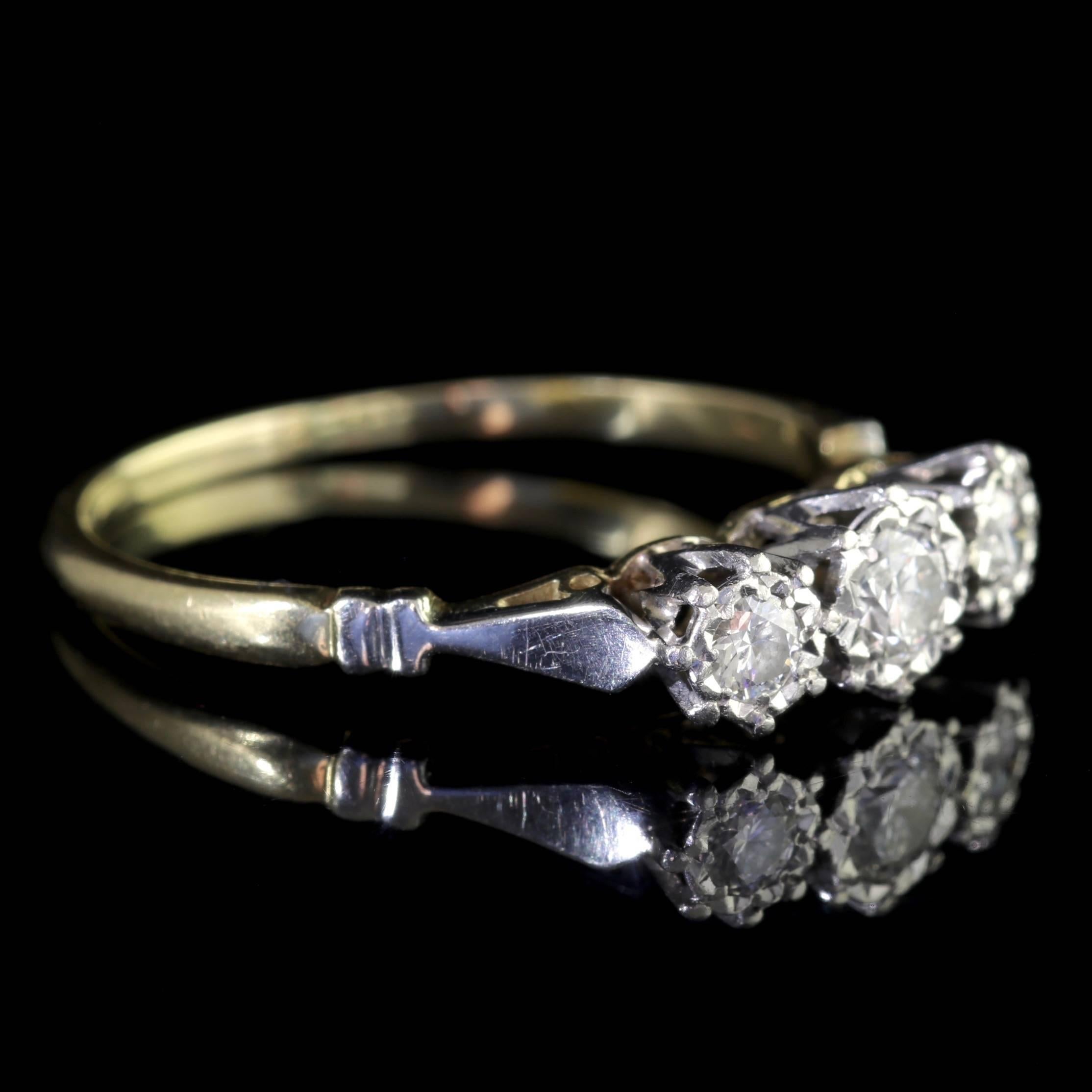 Women's Antique Edwardian Diamond Trilogy Ring 18 Carat Gold Platinum, circa 1910
