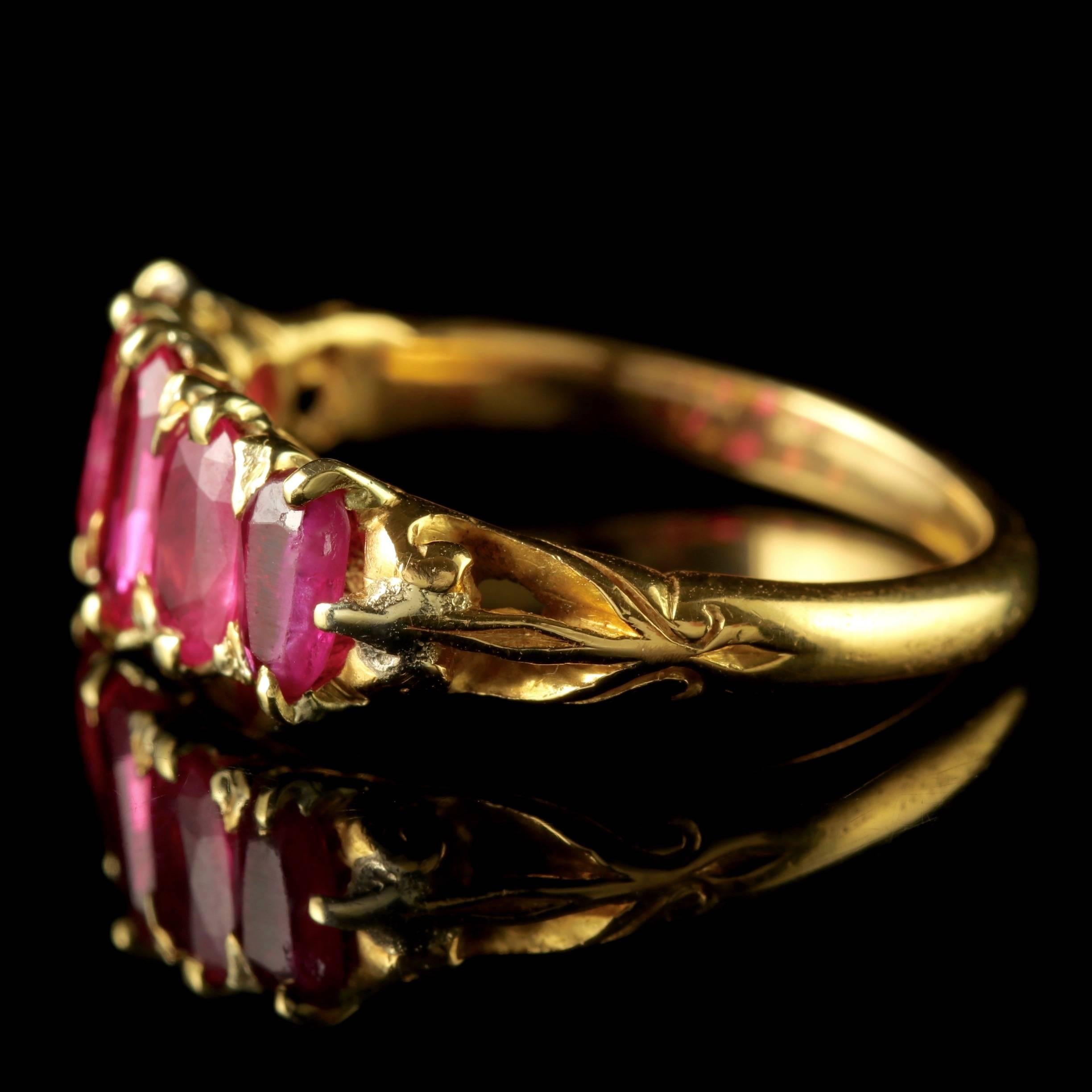 Antique Victorian Natural Burmese Ruby Ring 18 Carat Gold, circa 1900 Certified In Excellent Condition In Lancaster, Lancashire