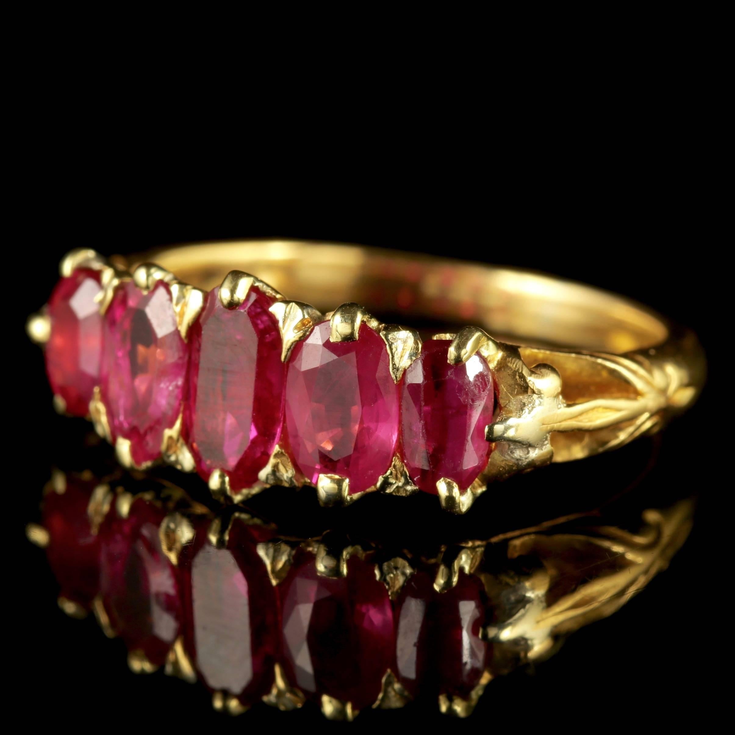 To read more please click continue reading below-

This fabulous Antique Victorian Burmese Ruby ring is fully certified with 2.14ct of natural Rubies.

Four of the Rubies are unheated natural Burmese Rubies which are the pinnacle of all