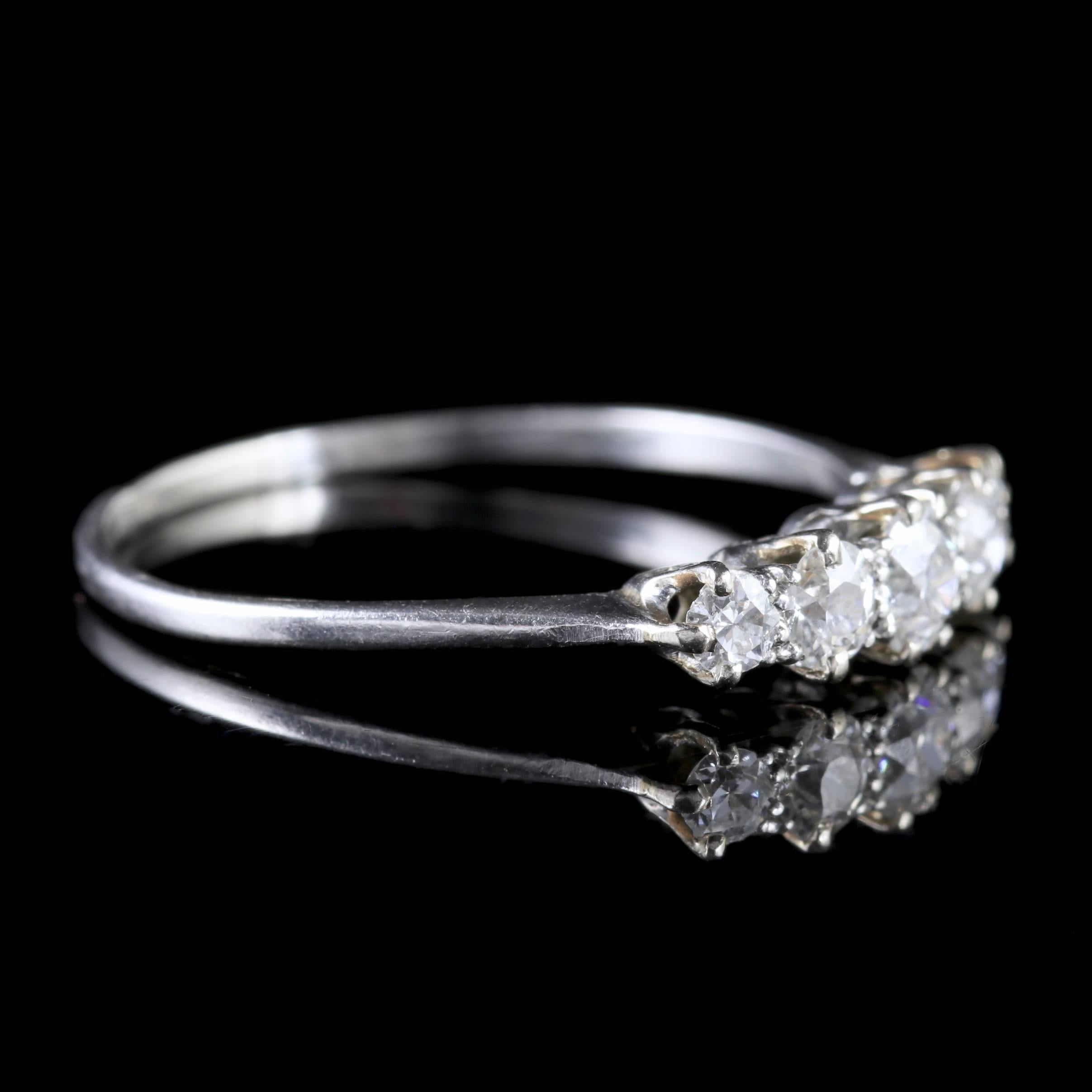 Antique Edwardian Five-Stone Diamond Eternity Ring 18 Carat White Gold In Excellent Condition In Lancaster, Lancashire