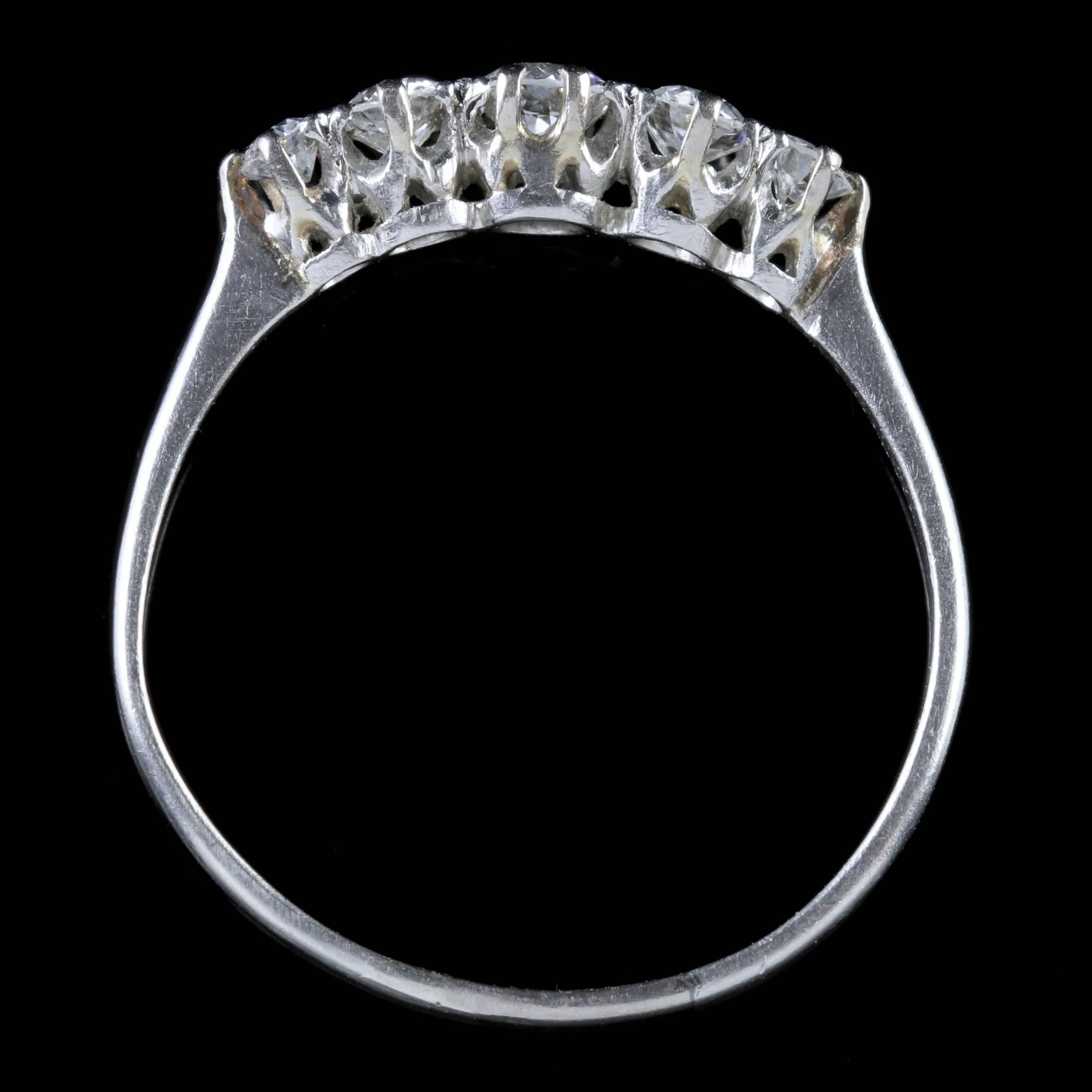 Women's Antique Edwardian Five-Stone Diamond Eternity Ring 18 Carat White Gold