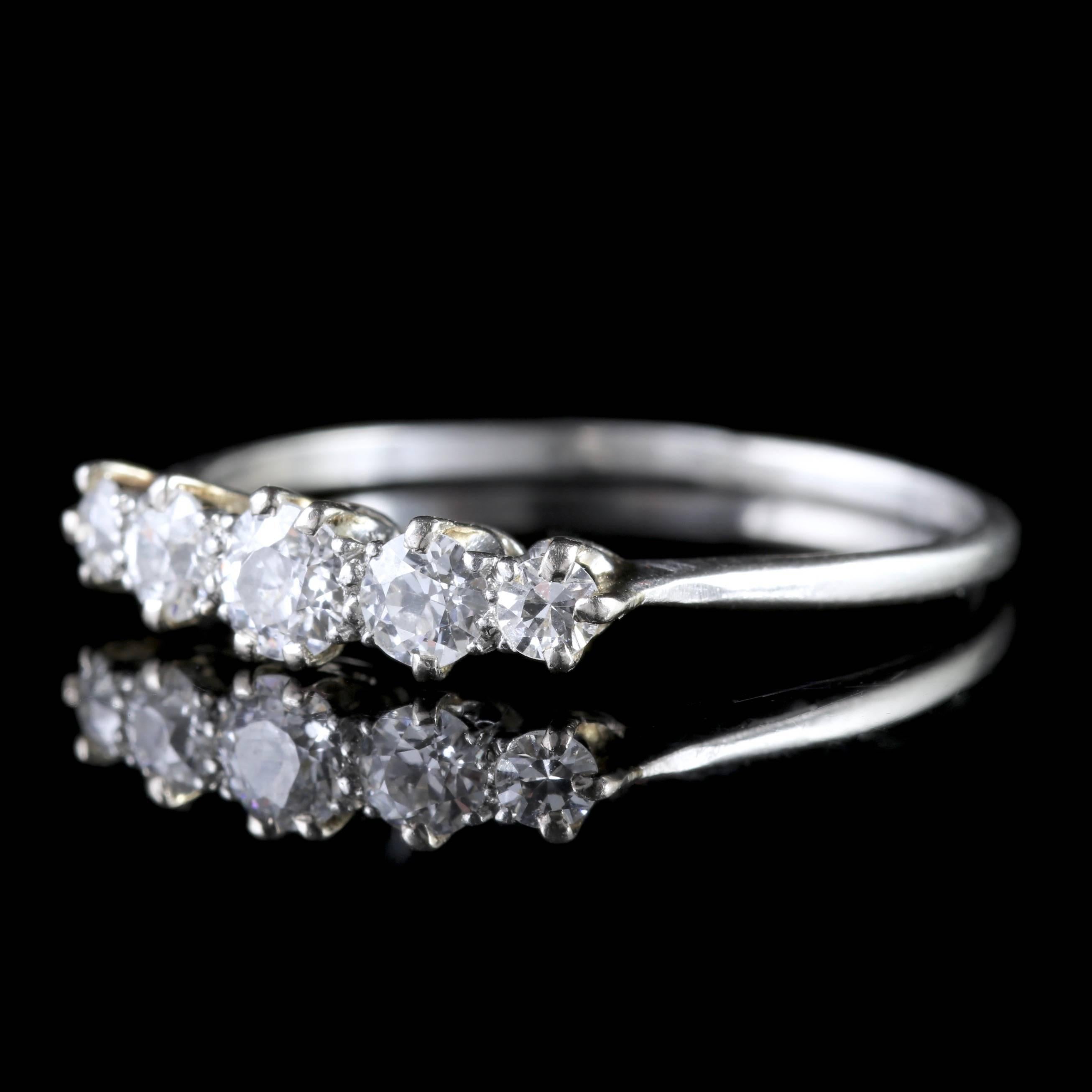To read more please click continue reading below-

This fabulous Antique 18ct White Gold, five stone Diamond ring is genuine Edwardian Circa 1910. 

The ring boasts five beautiful old cut Diamonds that are superb cut, colour and clarity - SI 1 H