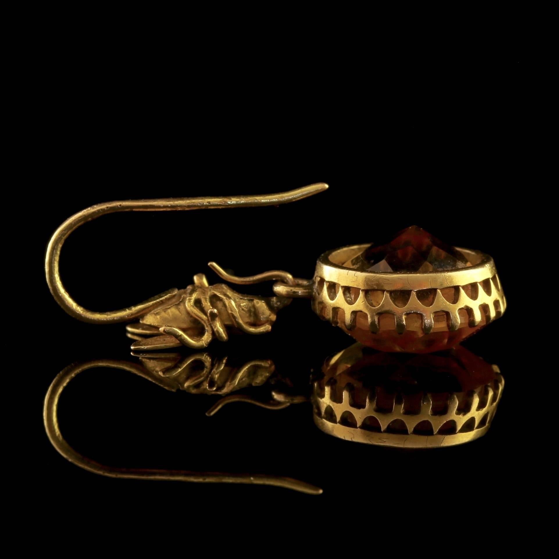 Antique Victorian 9 Carat Gold Citrine Bee Earrings, circa 1890 2