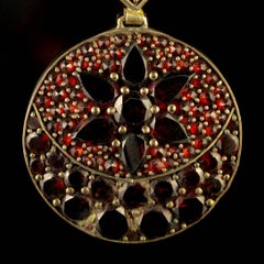 Antique Victorian Bohemian Garnet Gold Drop Earrings, circa 1900