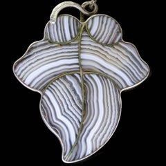 Antique Victorian Scottish Silver Plaid Leaf Brooch, circa 1860