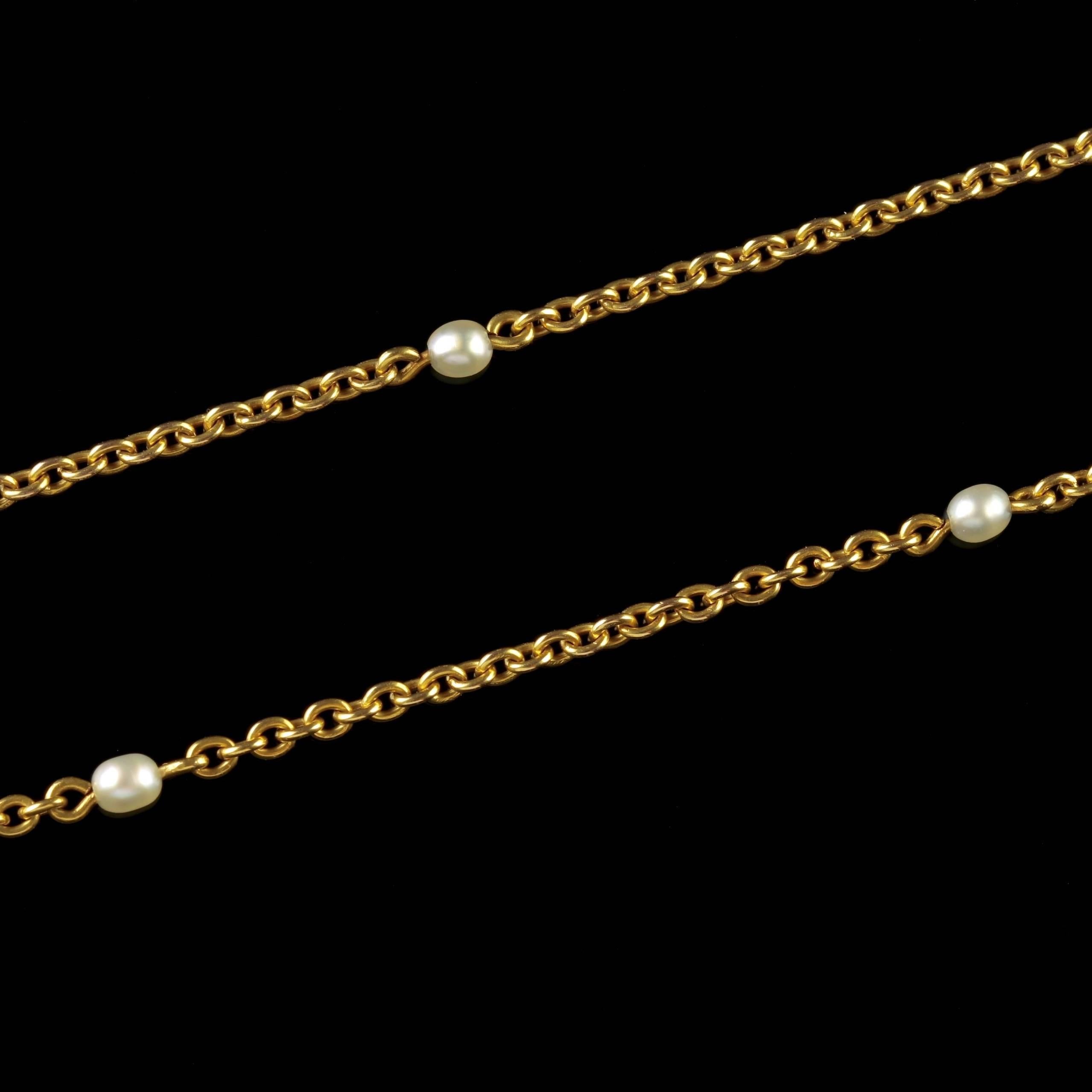 Antique Victorian 15 Carat Gold Suffragette Pearl Pendant Necklace 2