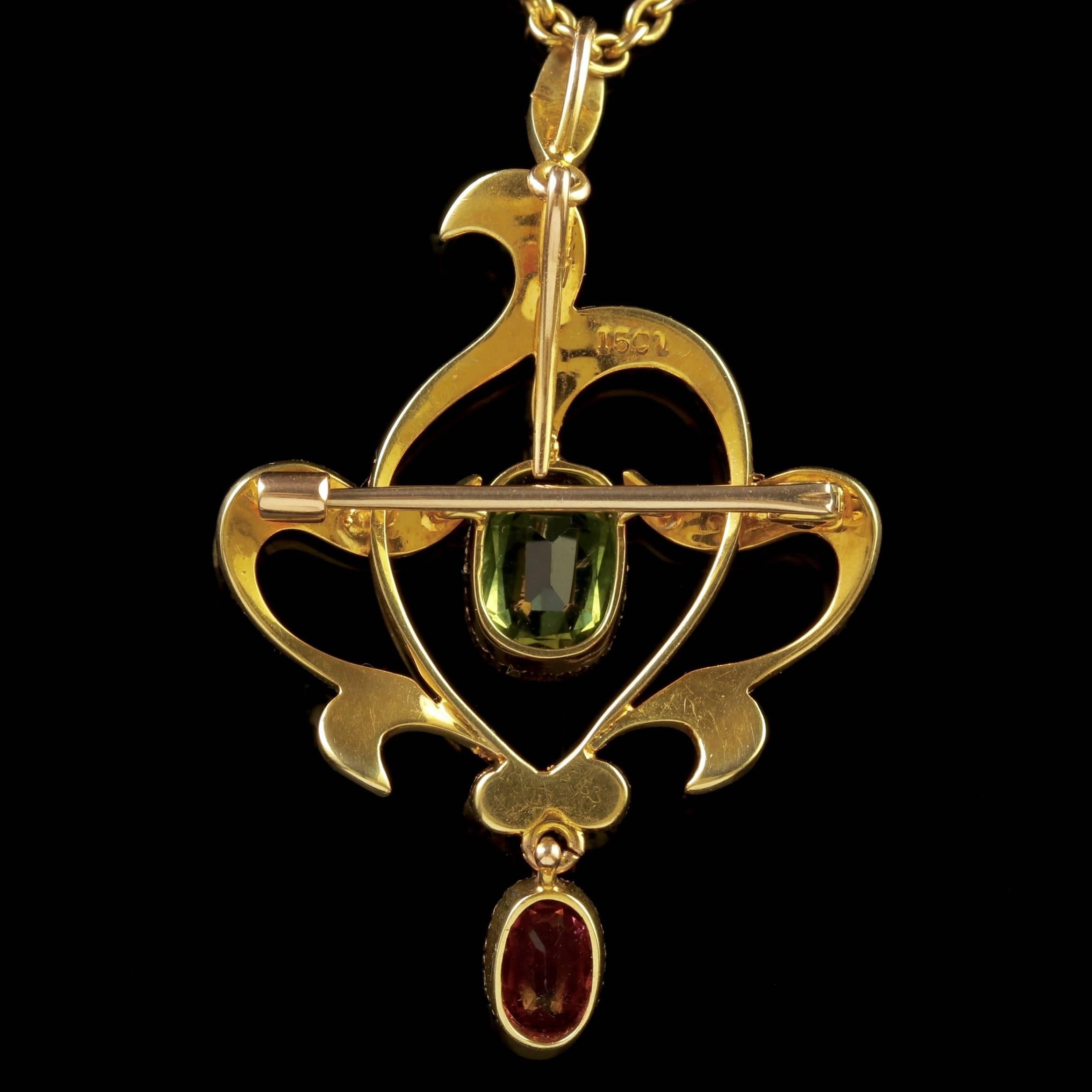Antique Victorian 15 Carat Gold Suffragette Pearl Pendant Necklace In Excellent Condition In Lancaster, Lancashire