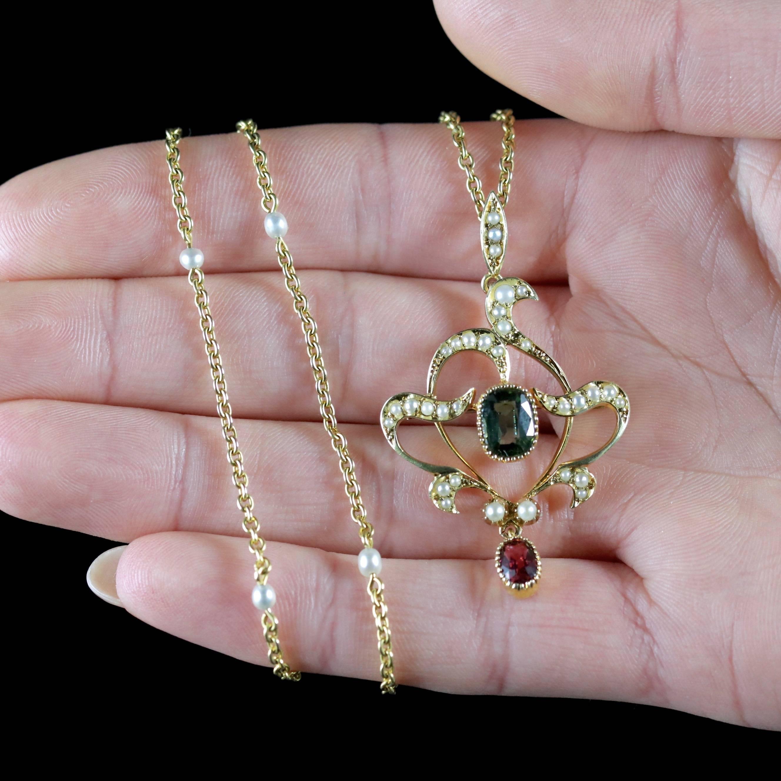 Antique Victorian 15 Carat Gold Suffragette Pearl Pendant Necklace 6