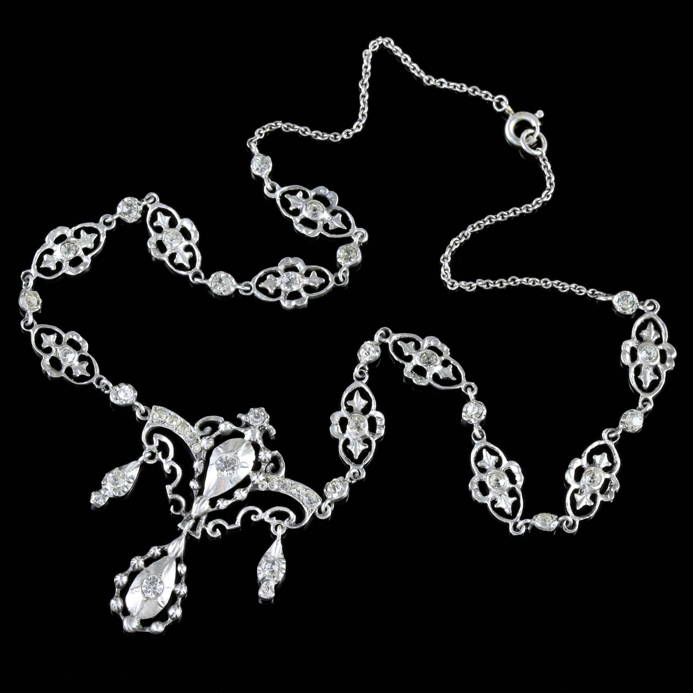 Antique Sterling Silver Victorian Paste Necklace, circa 1900 For Sale 2