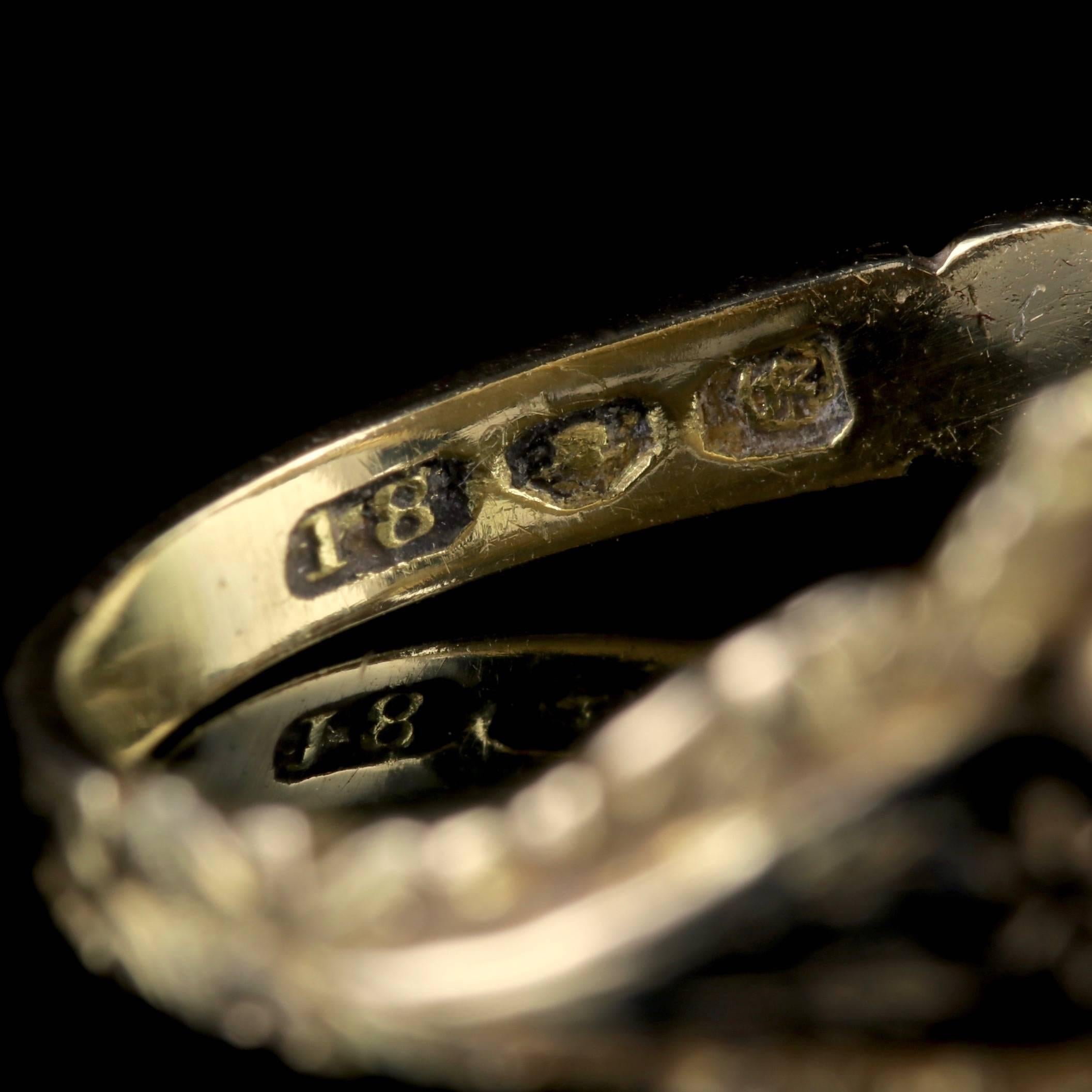 Antique Georgian 18 Carat Gold Pearl Sapphire Mourning Ring, circa 1780 3