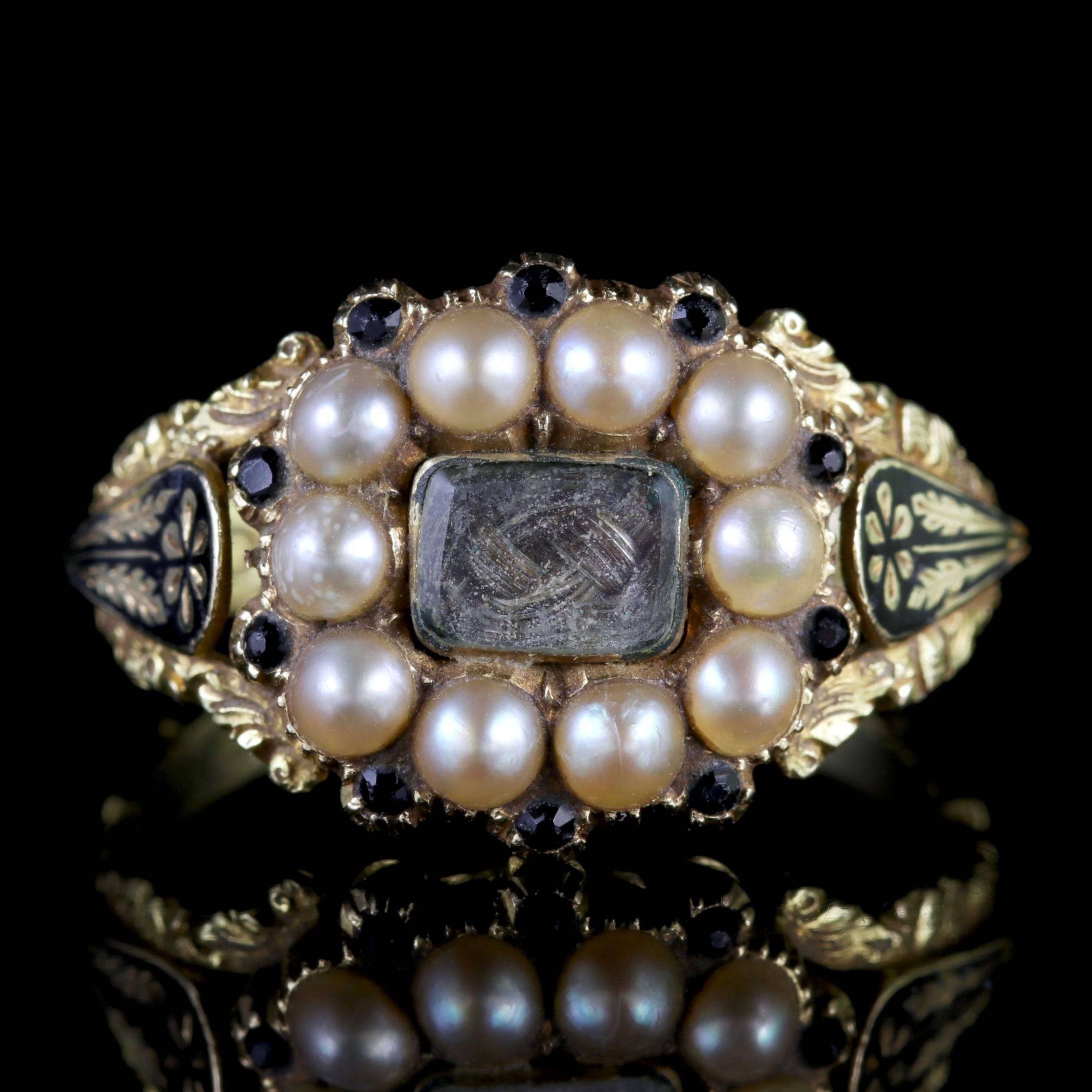 To read more please click continue reading below-

This it truly stunning, a genuine antique Georgian 18ct Gold Mourning ring Circa 1780.

The ring is complete with hallmarks and an inscription on the inside of the shank which reads - Anna Mead, 3rd