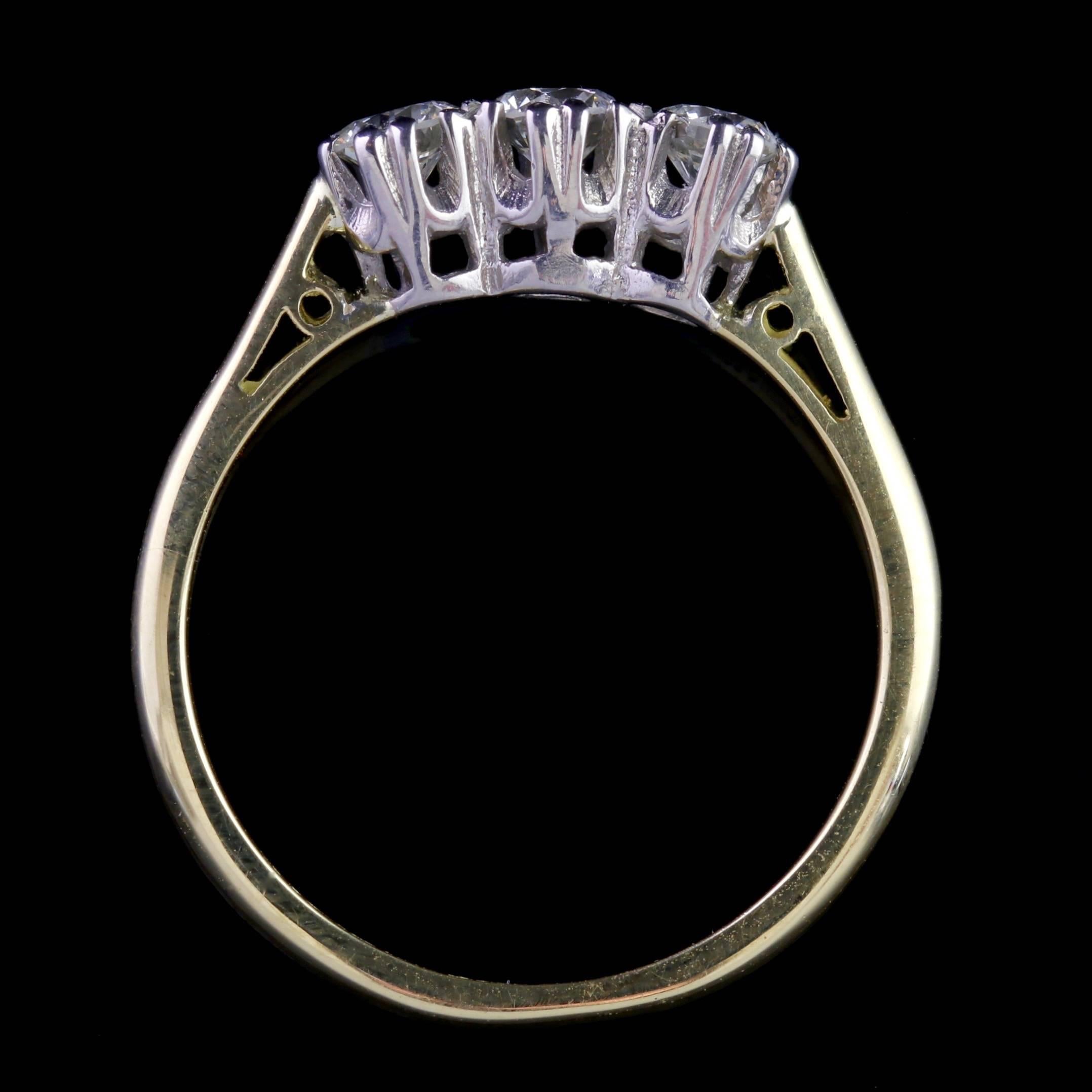 Antique Edwardian 18 Carat Gold Platinum Diamond Trilogy Ring, circa 1910 In Excellent Condition For Sale In Lancaster, Lancashire