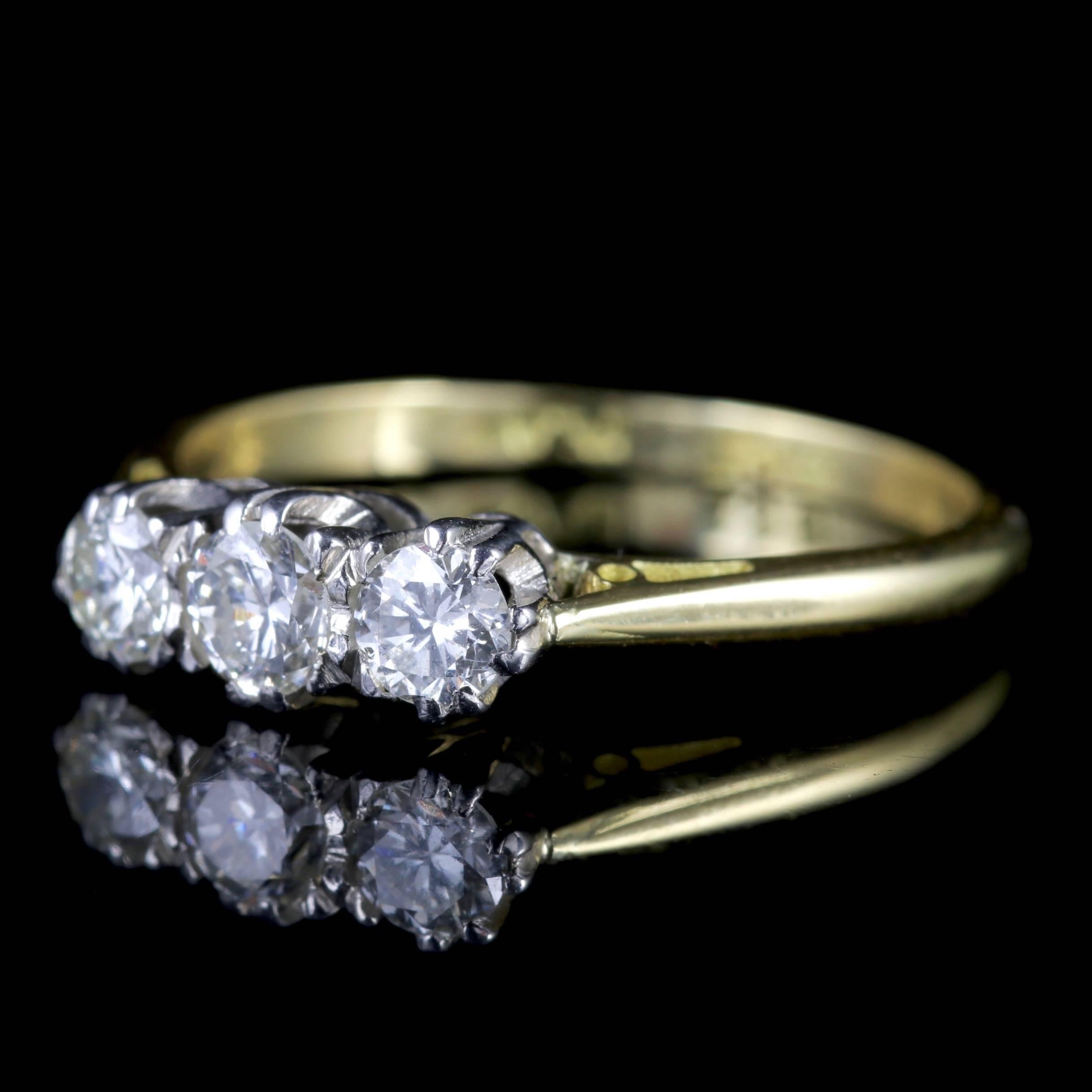 To read more please click continue reading below-

This fabulous antique Platinum and 18ct gold Edwardian Diamond trilogy ring is Circa 1910.

A trilogy of Diamonds adorns the ring representing past, present and future Or those 3 little words - I