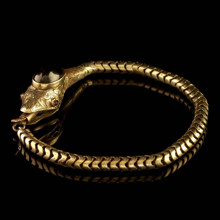 Antique Victorian 9 Carat Gold Snake Bracelet, circa 1870 at 1stDibs
